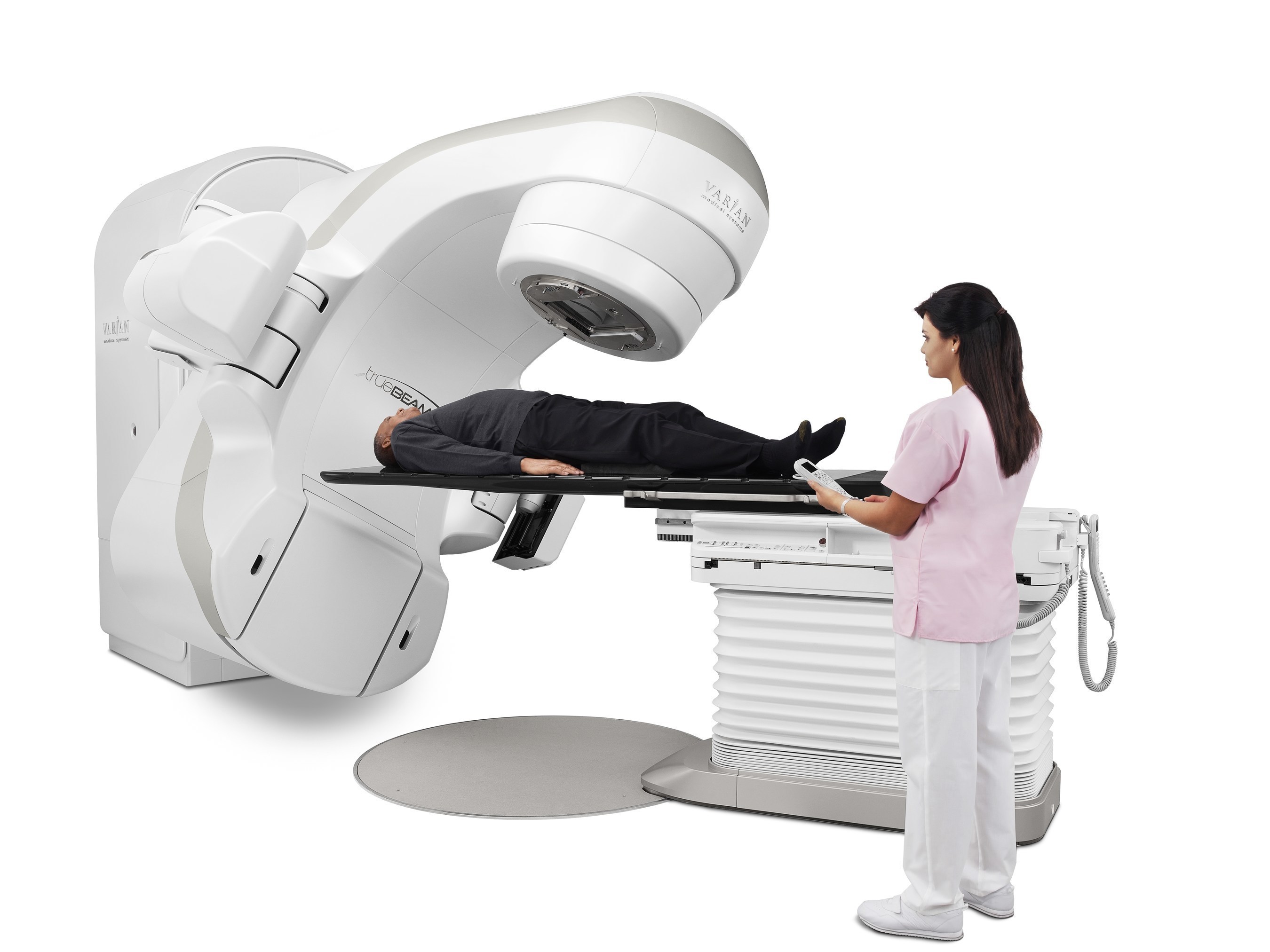 Patient receives a radiotherapy treatment for cancer.