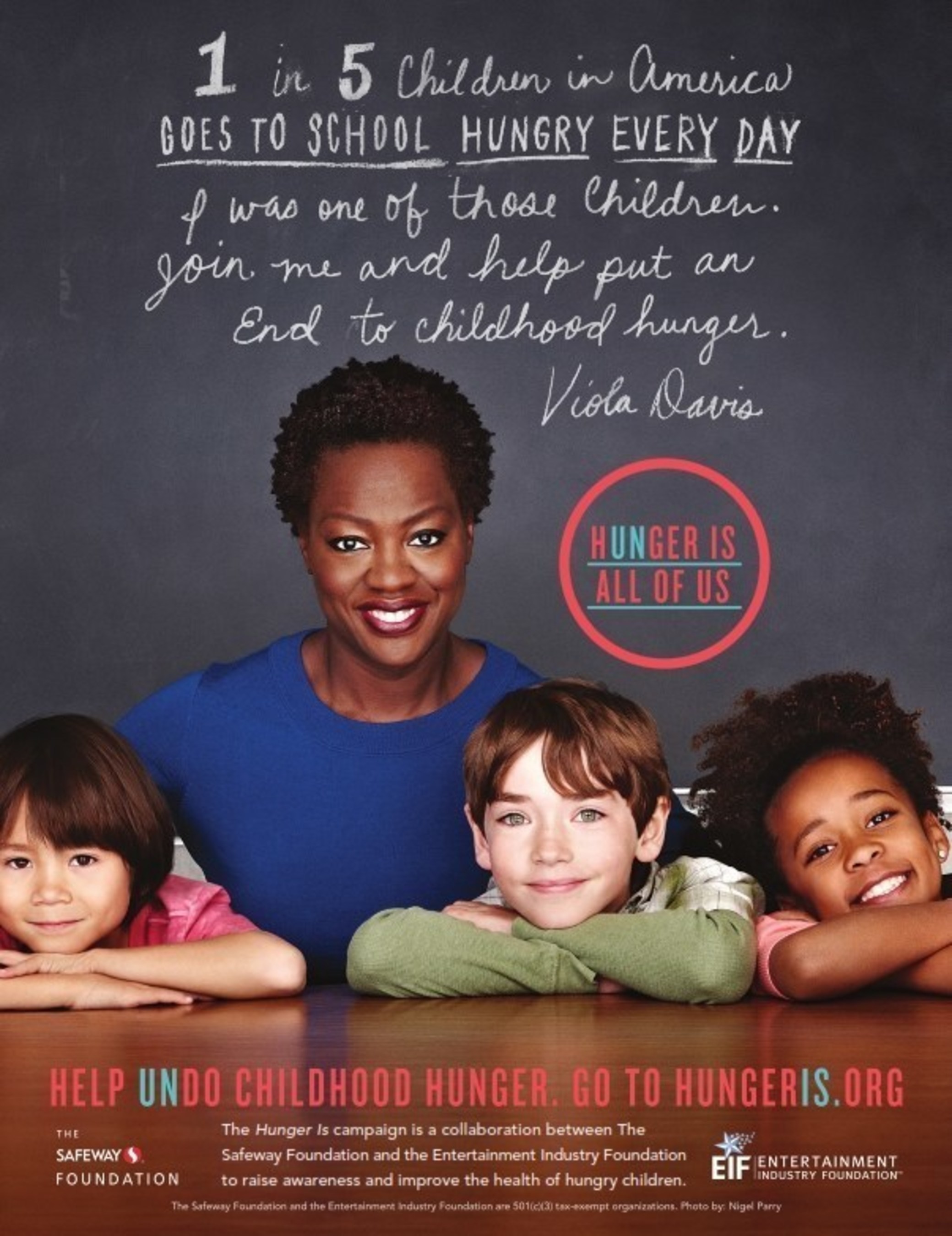 Award-winning actress and Hunger Is Ambassador Viola Davis supporting the fight to eradicate childhood hunger in the United States.