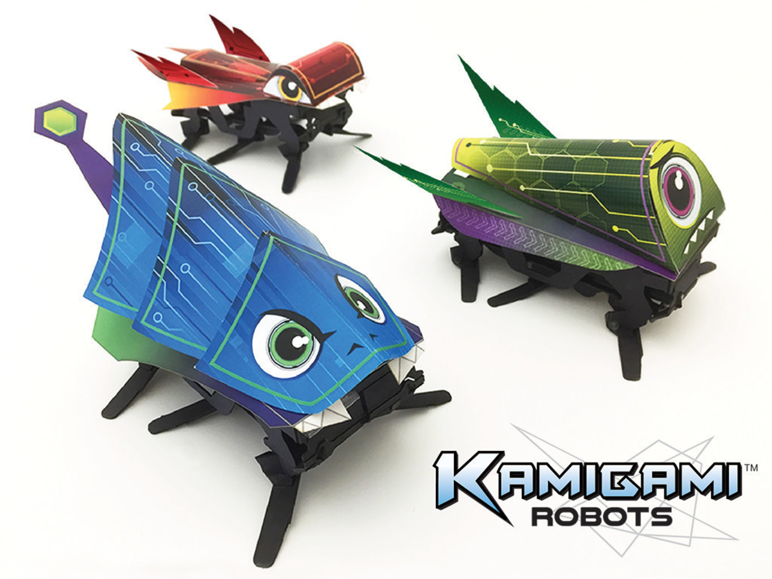 Kamigami: The world's first origami-style robot. Lightning fast, controlled with a smartphone, and fits in the palm of your hand.