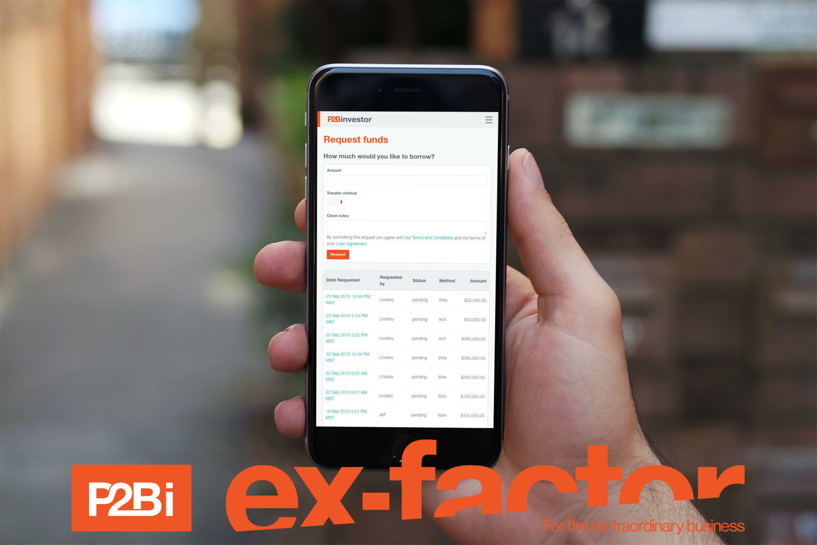 "Marketplace lender P2Binvestor launches "Ex-Factor," an asset-based line of credit. Among many benefits, the new working capital product allows borrowers to access and manage funds from its Lending Hub online or from mobile devices."