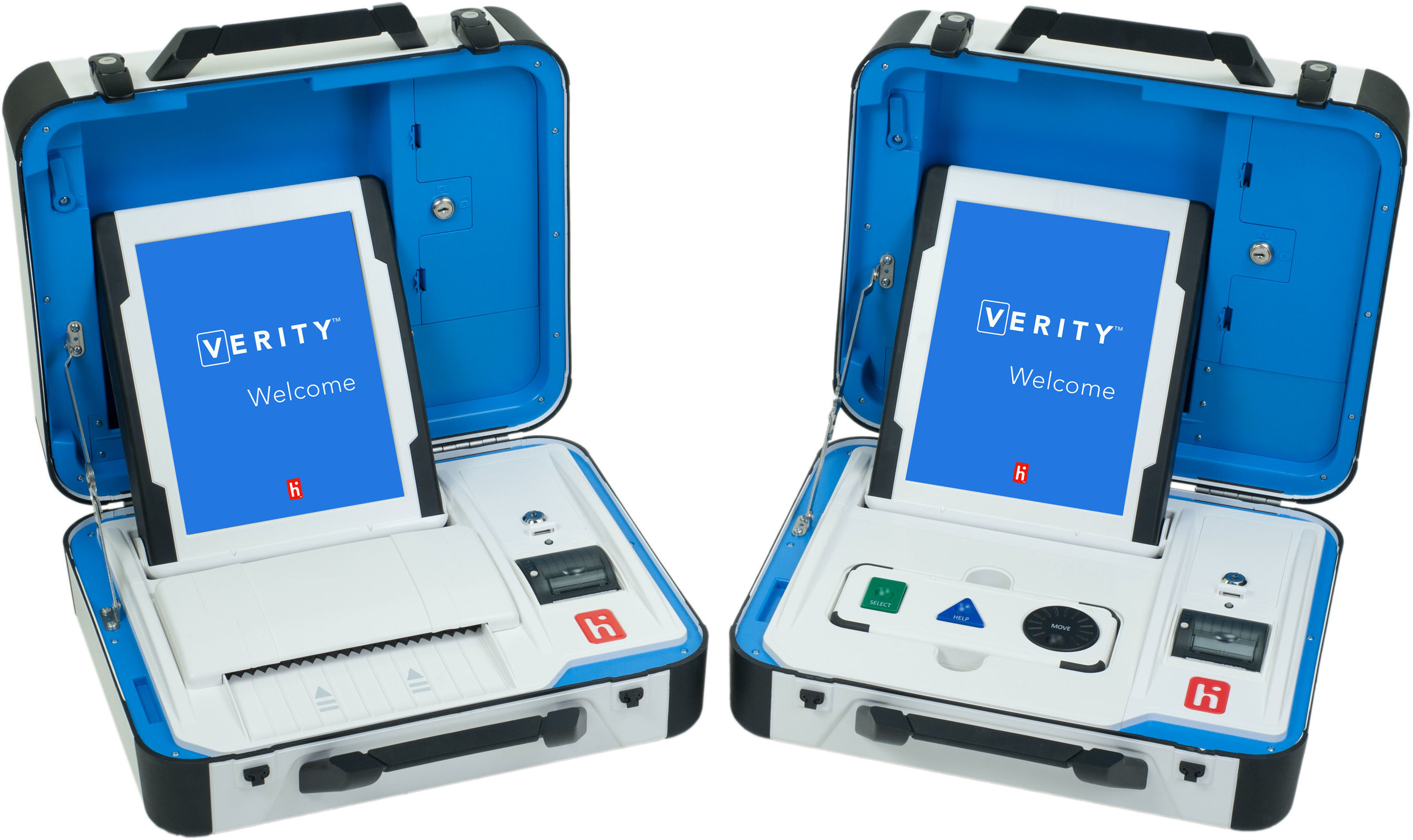 Verity's compact, secure polling place devices make setup straightforward and voting easy.