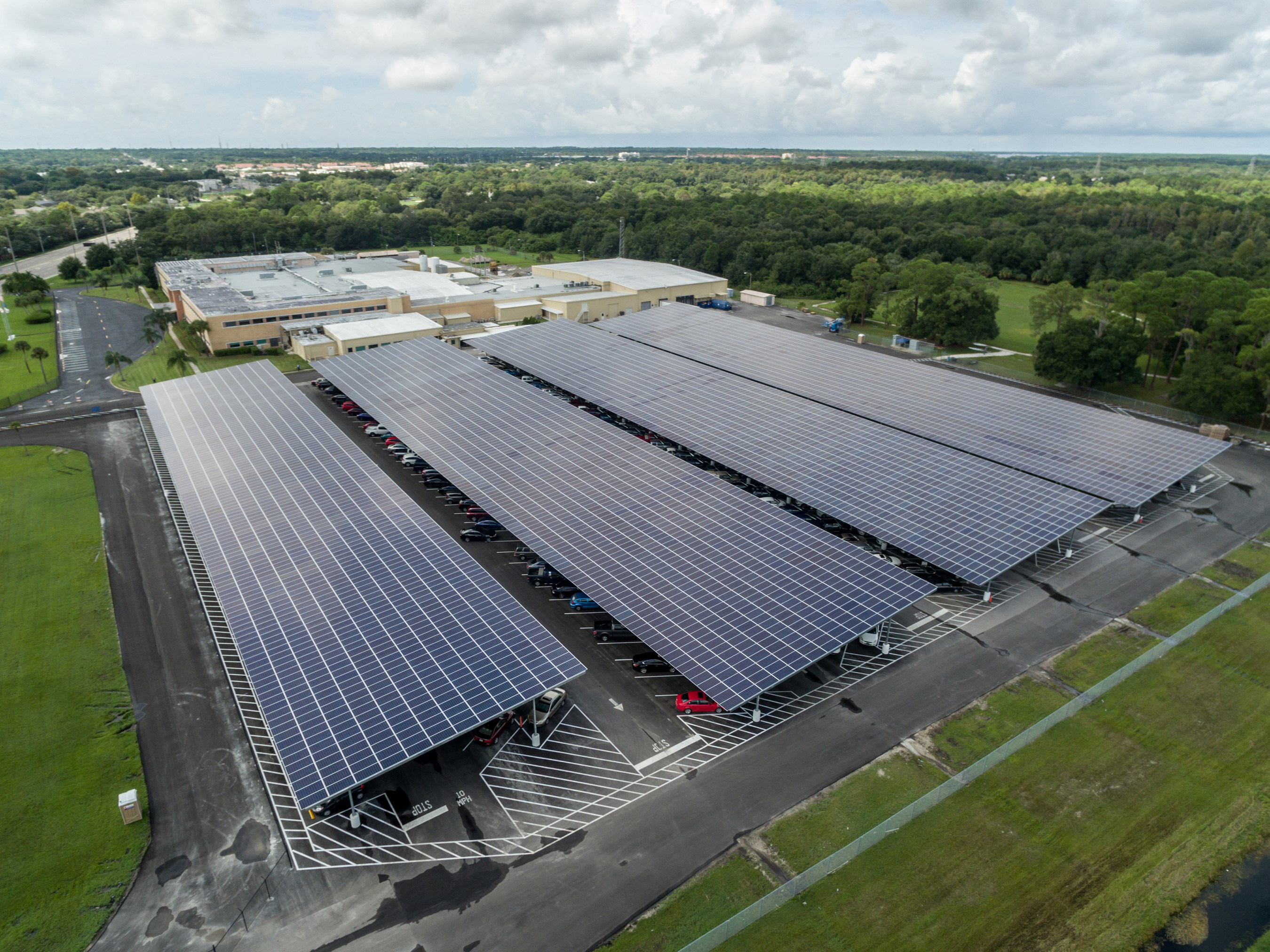 Lockheed Martin's parking solar array, completed in September 2015, will cut energy costs by up to 60 percent, greenhouse gas emissions by 35 percent and energy use by 25 percent by the year 2020.