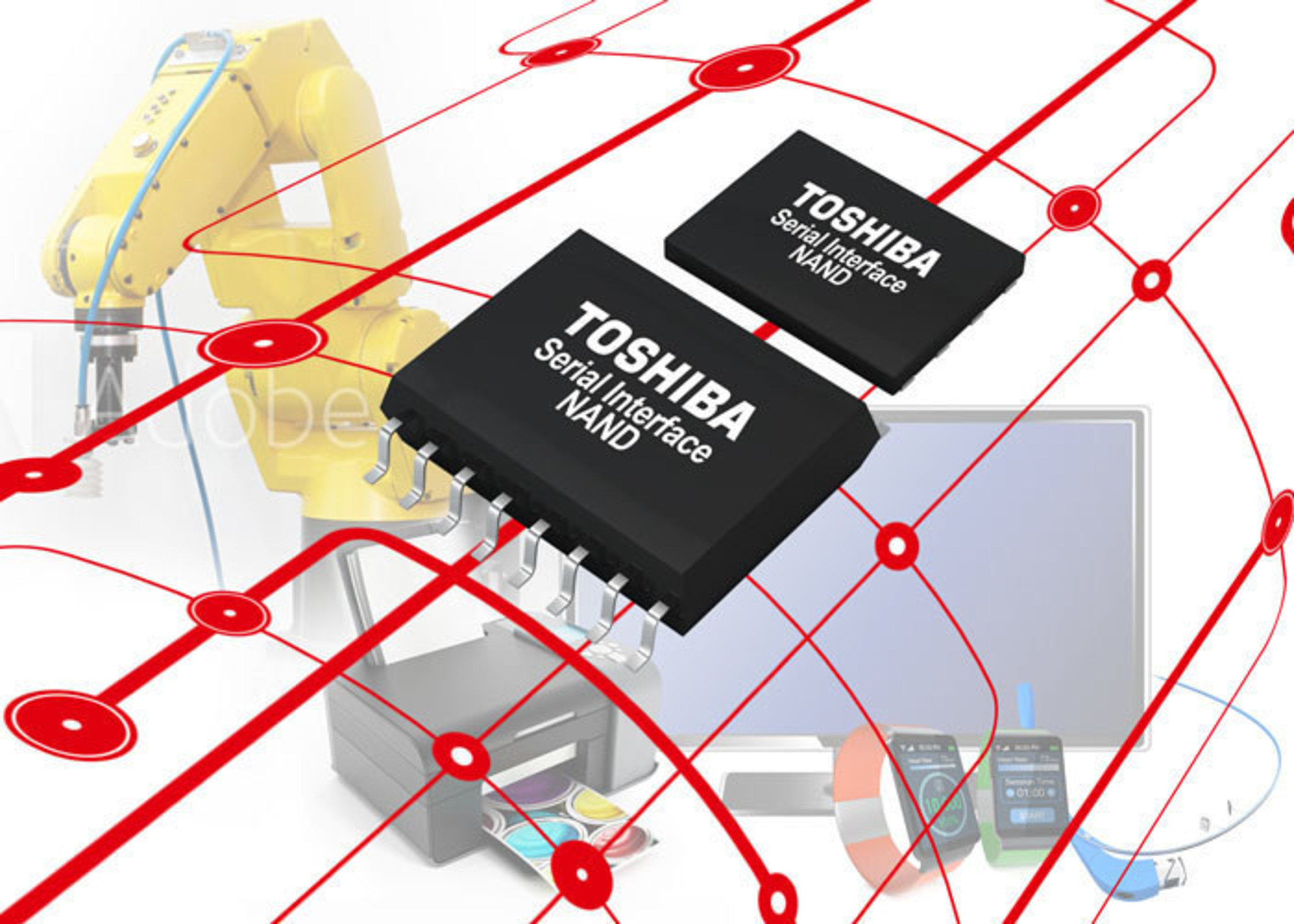 Toshiba has debuted a new family of NAND flash memory products for embedded applications: Serial Interface NAND