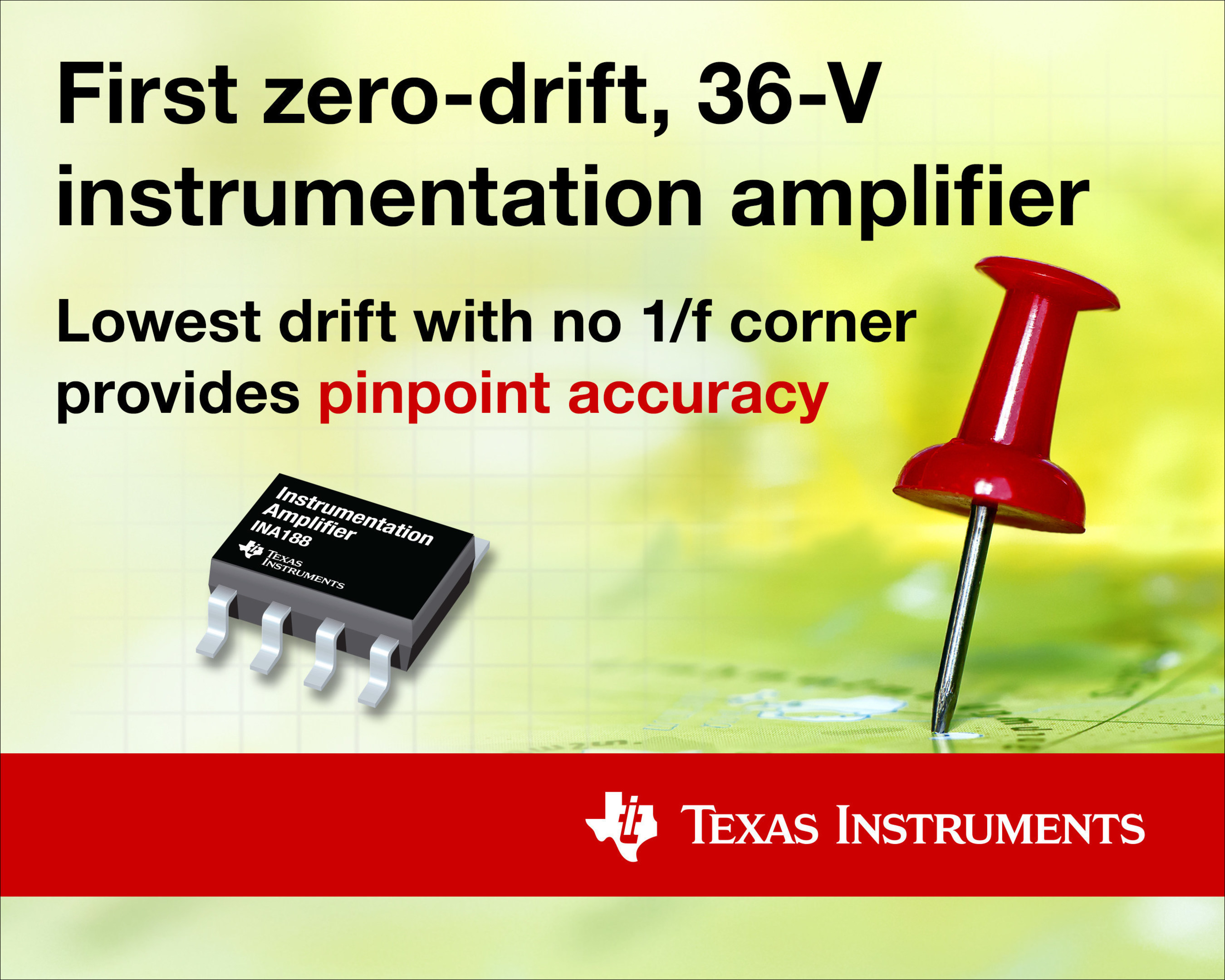 First zero-drift, 36-V instrumentation amplifier