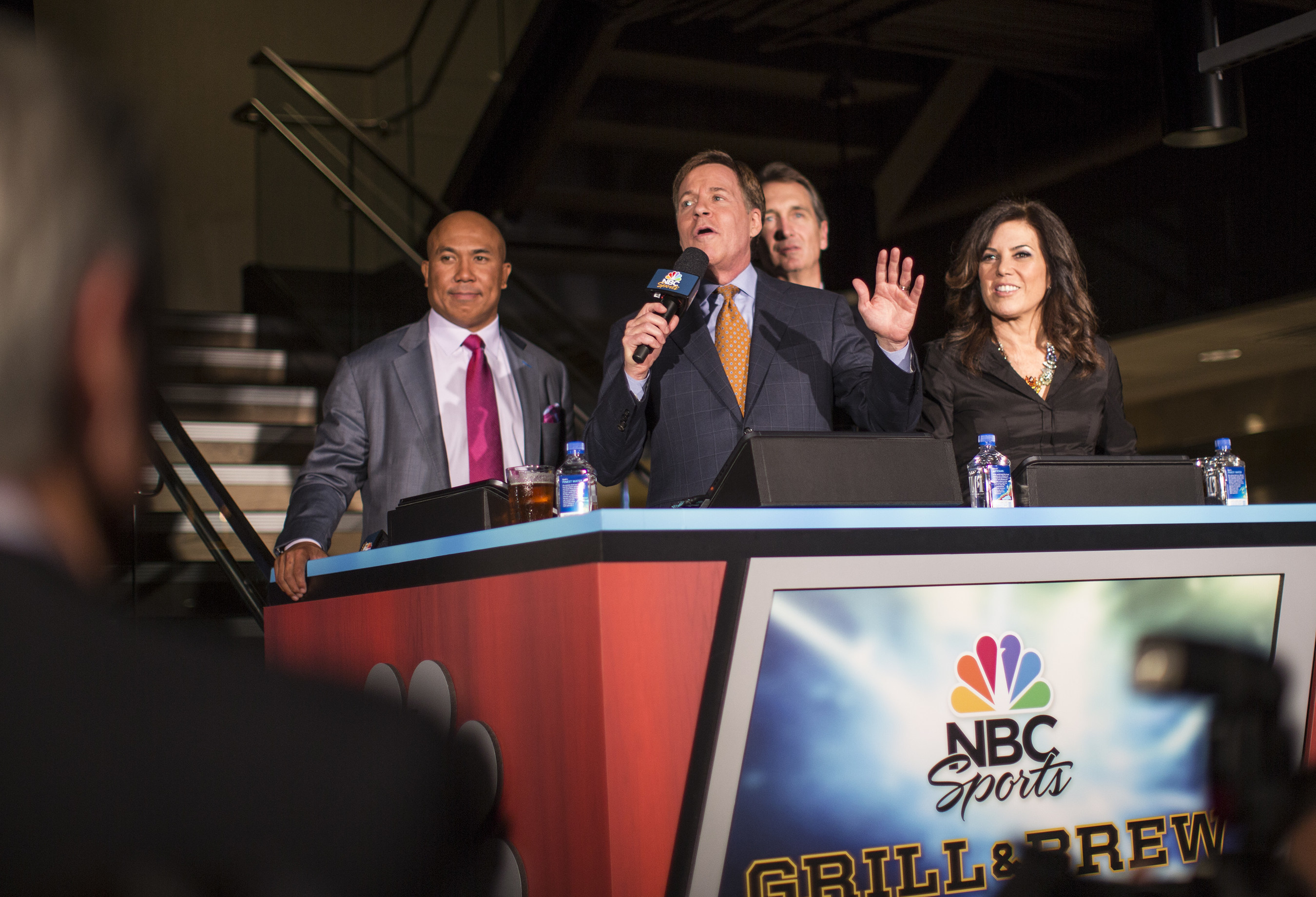 Top NBC Sports commentators - including Cris Collinsworth, Bob Costas, Michele Tafoya and Hines Ward - helped celebrate the grand opening of the world's first-ever NBC Sports Grill & Brew at Universal Orlando Resort.