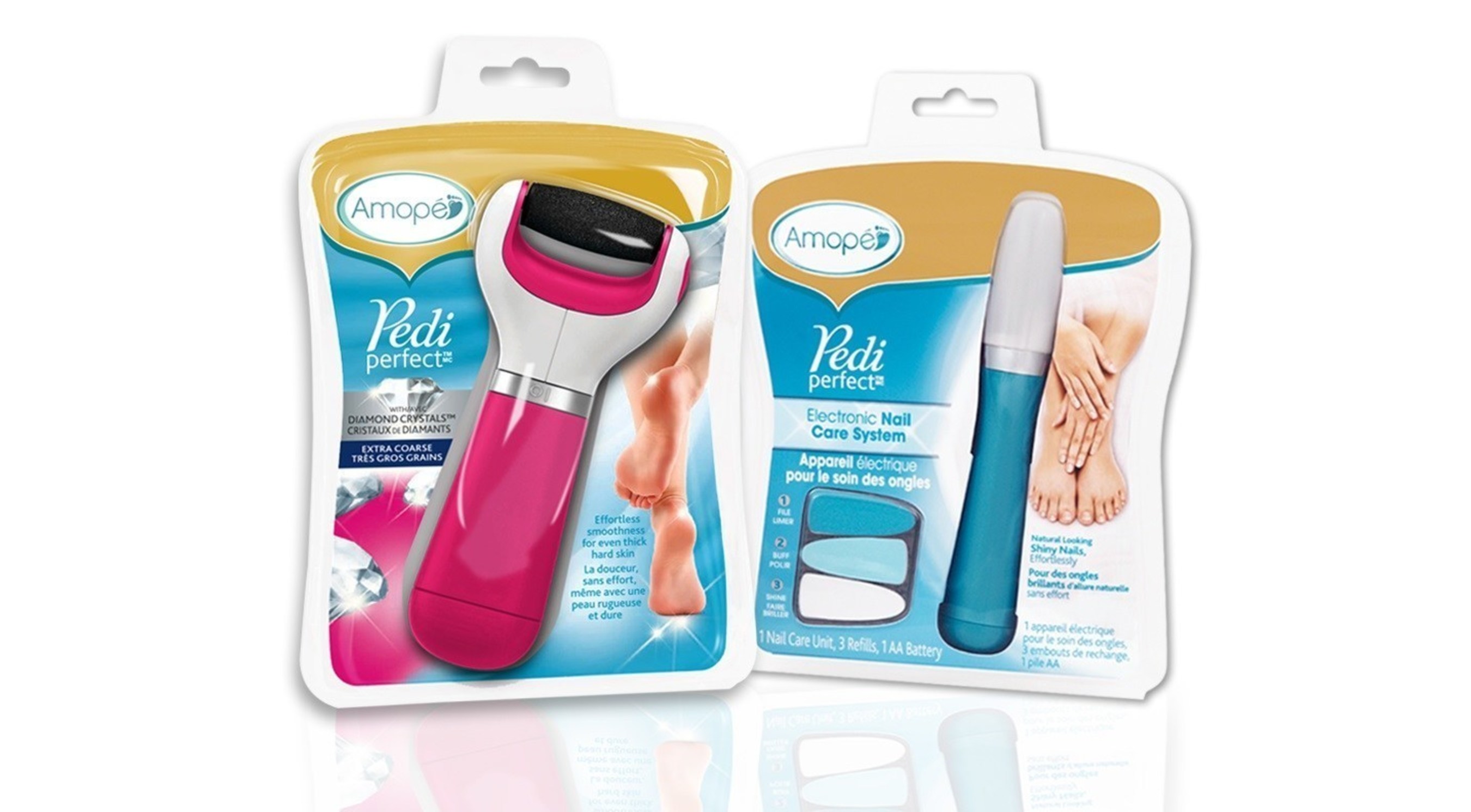 AMOPE PEDI PERFECT(TM) EXPANDS ITS REVOLUTIONARY FOOT CARE PORTFOLIO WITH ELECTRONIC NAIL CARE SYSTEM AND NEW AND IMPROVED FOOT FILE WITH DIAMOND CRYSTALS