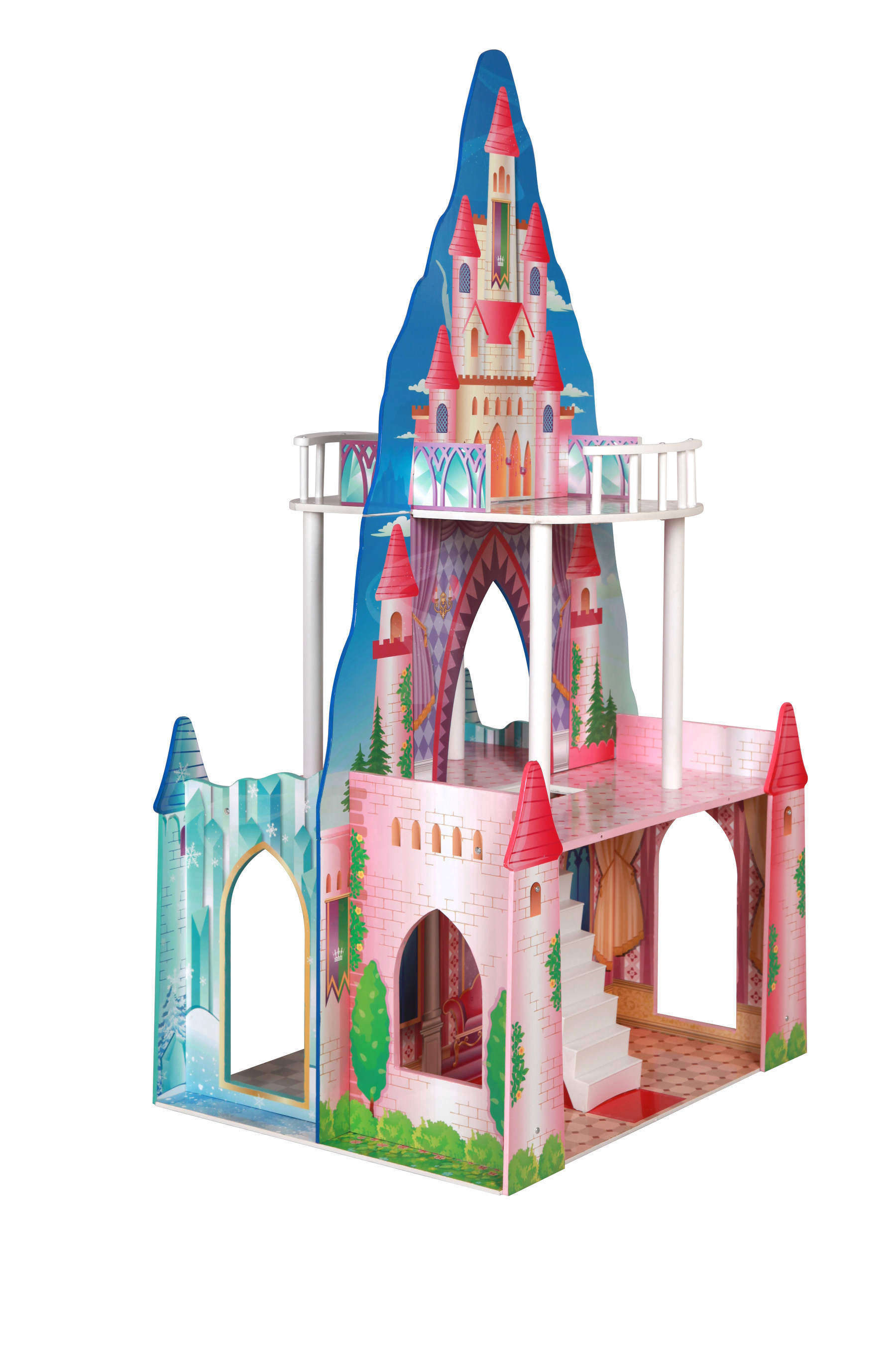 Princess and Ice Castle Dollhouse: A BJ's Exclusive, this imaginative dollhouse is built for hours of fun with three floors of double-sided play and stands almost 4' high. Ages 3 Years+