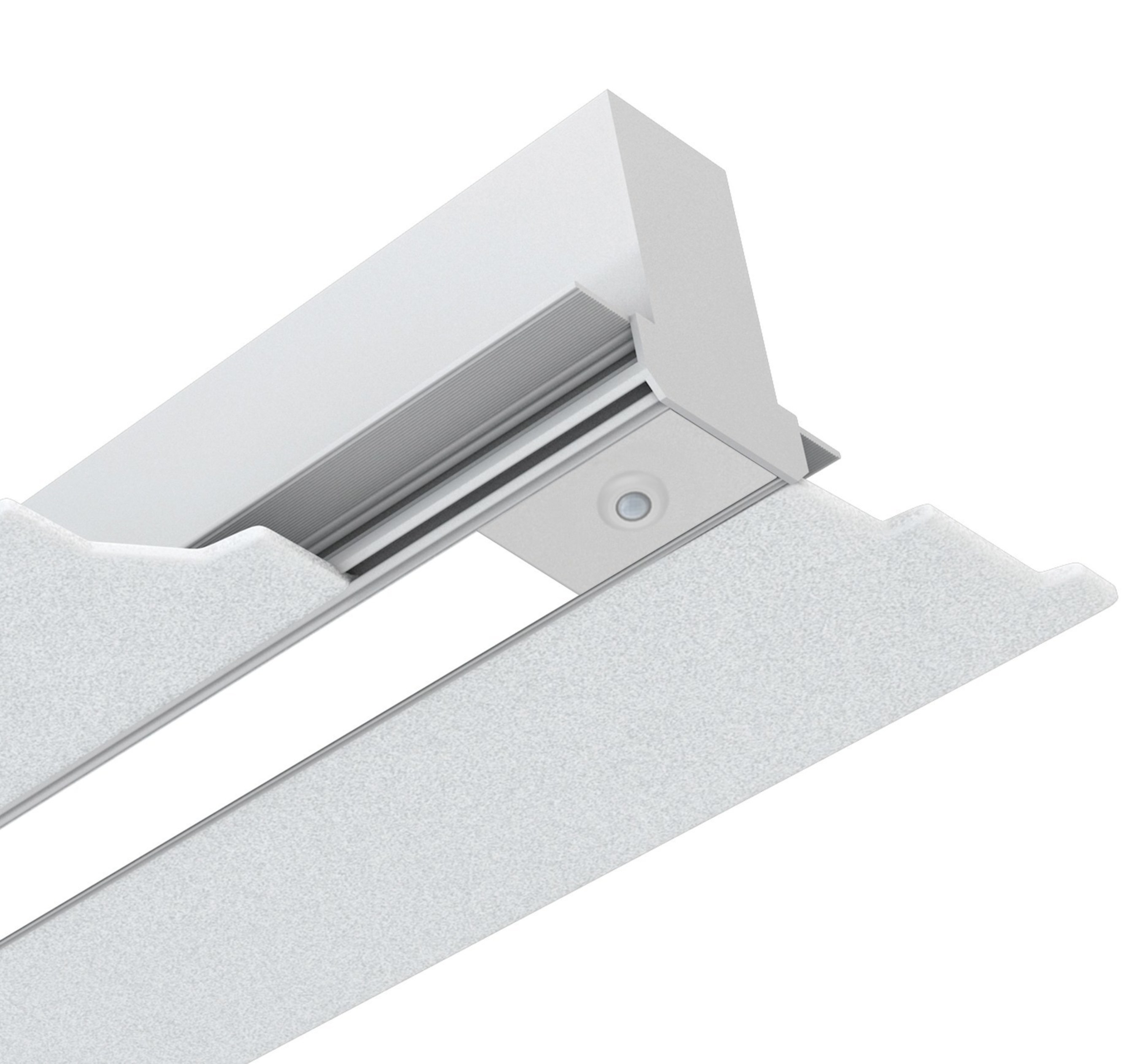 Enlighted Sensors, the most advanced digital sensors ever designed, are available with Amerlux's Gruv 1.5" recessed LED linear luminaires