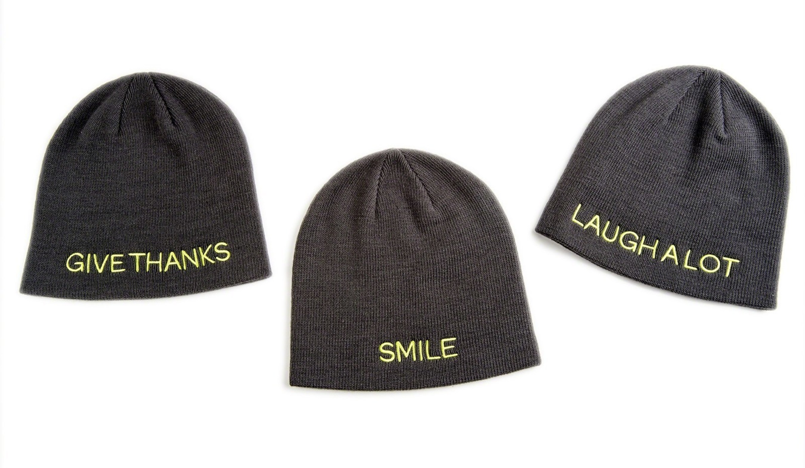 The Giving Hat(TM) is a stylish winter knit hat, one-size-fits-all and available in three versions embroidered with messages inspired by St. Jude patients and their families: "Smile," "Laugh A Lot," and "Give Thanks." The Giving Hat(TM) is available exclusively this holiday season at all Kmart stores or online at kmart.com/stjude