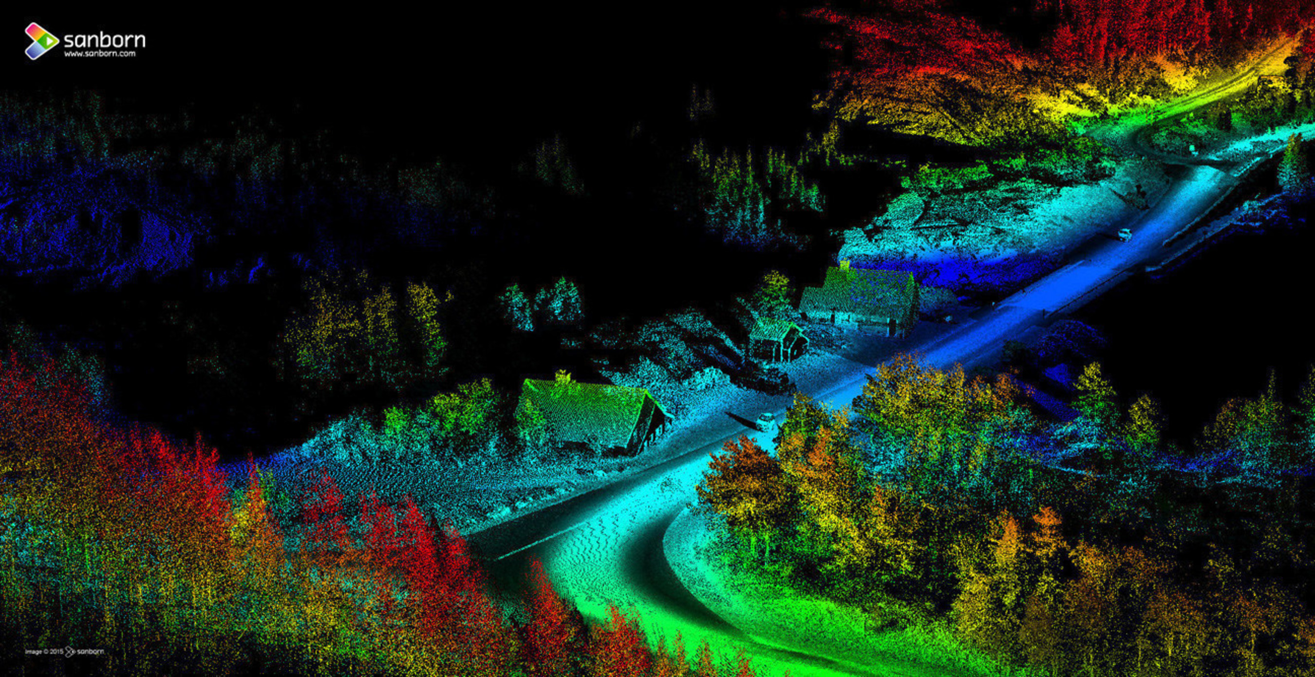 The Sanborn Map Company, Inc. collected this high-resolution mobile light detection and ranging (LiDAR) image of a corridor in Glacier National Park. Sanborn collected more than 40 miles of LiDAR imagery in Glacier and Yellowstone national parks for the analysis, planning and engineering of critically needed road resurfacing.