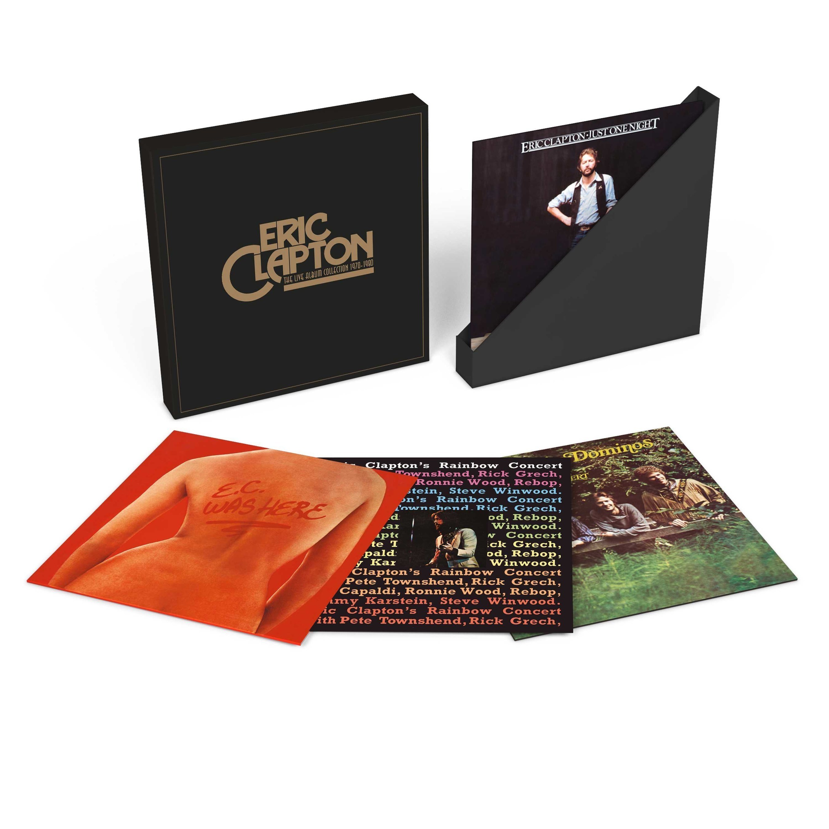 ERIC CLAPTONTHE LIVE ALBUM COLLECTION 1970-19804 ALBUM, 6 PIECE VINYL-ONLY BOX SET AVAILABLE MARCH 25th, 2016This spring sees the release of all of Eric Clapton's live albums from his recording period with Polydor/RSO,1970-1980.  Each album here has been newly remastered and pressed on heavyweight vinyl. Capturing live concerts in New York, California, Rhode Island, Tokyo and London, the collection includes Eric Clapton's 1973 concert at London's Rainbow with an all-star line-up.