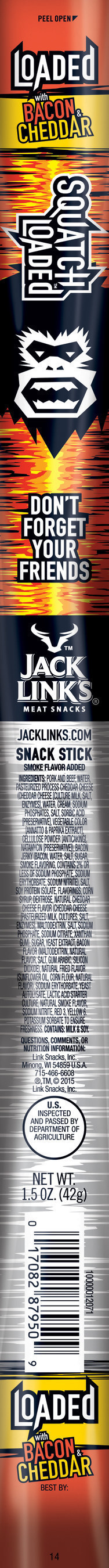 SQUATCH Loaded Snack Stick with Bacon and Cheddar