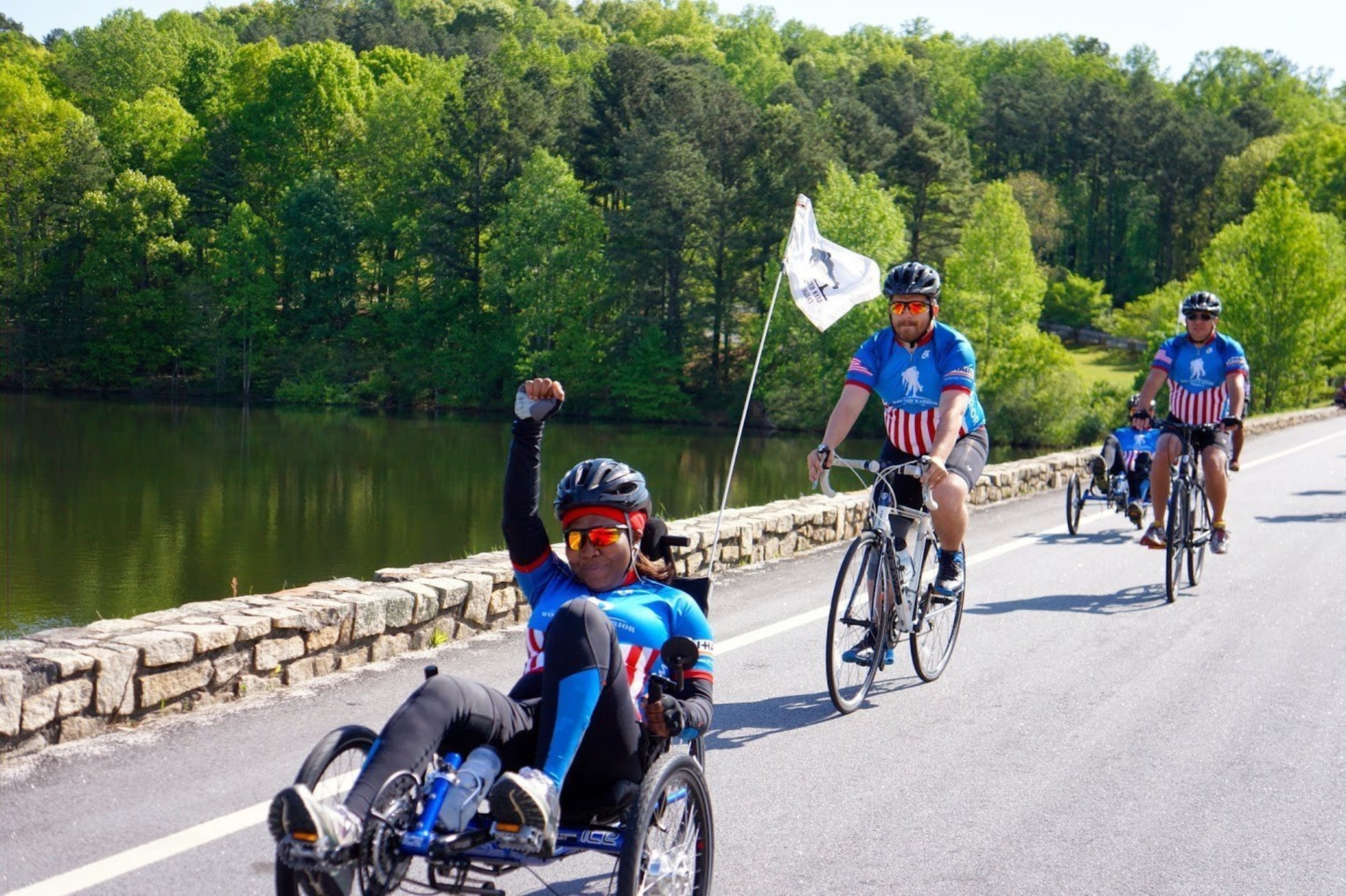 Wounded veterans participating in the 2015 Wounded Warrior Project Soldier Ride in Atlanta.