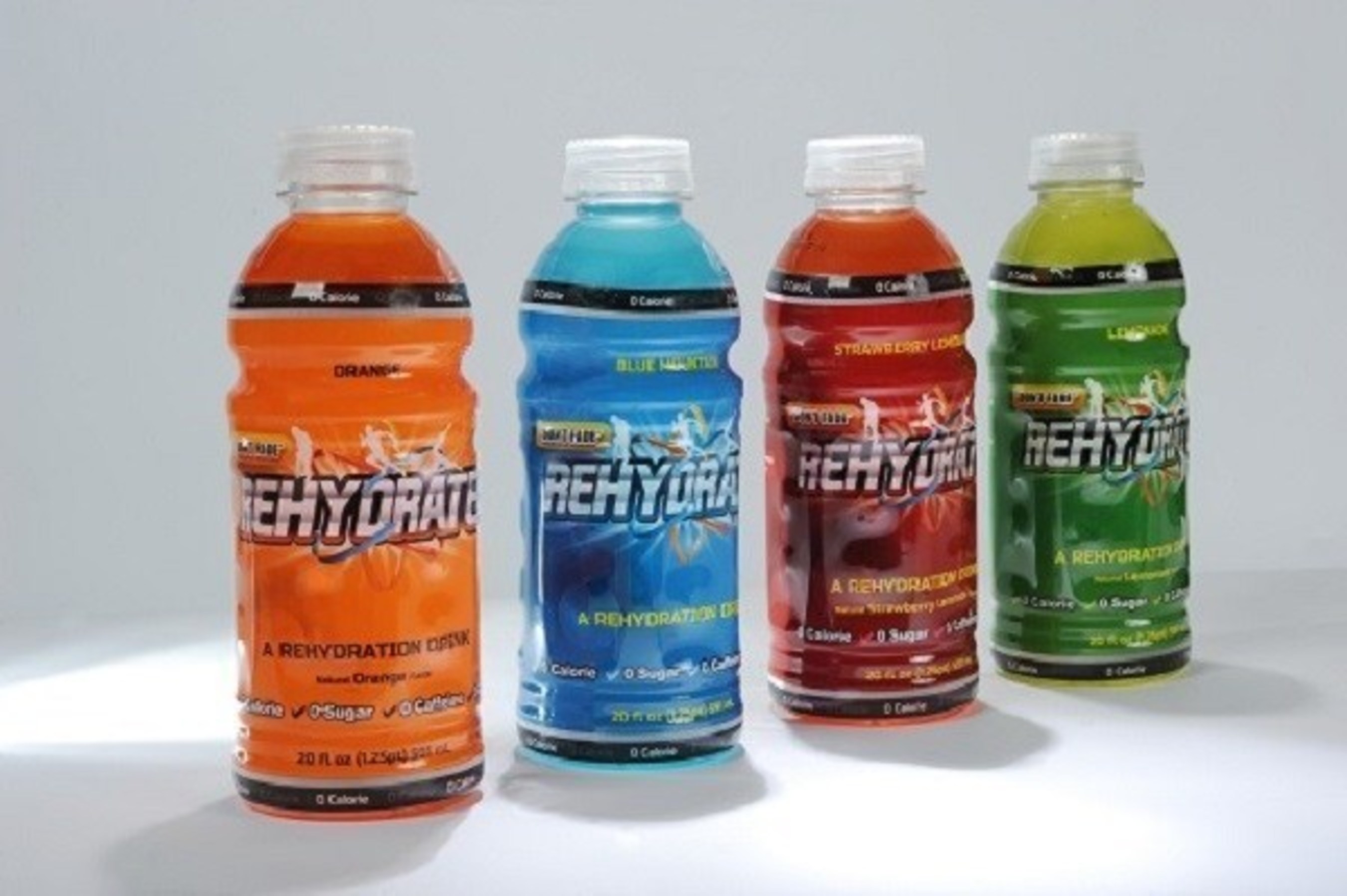 Rehydrate contains no calories, no sugar, no fat, no caffeine and 1 carb with 3 times more electrolytes and 2 times more vitamins than the competitions.