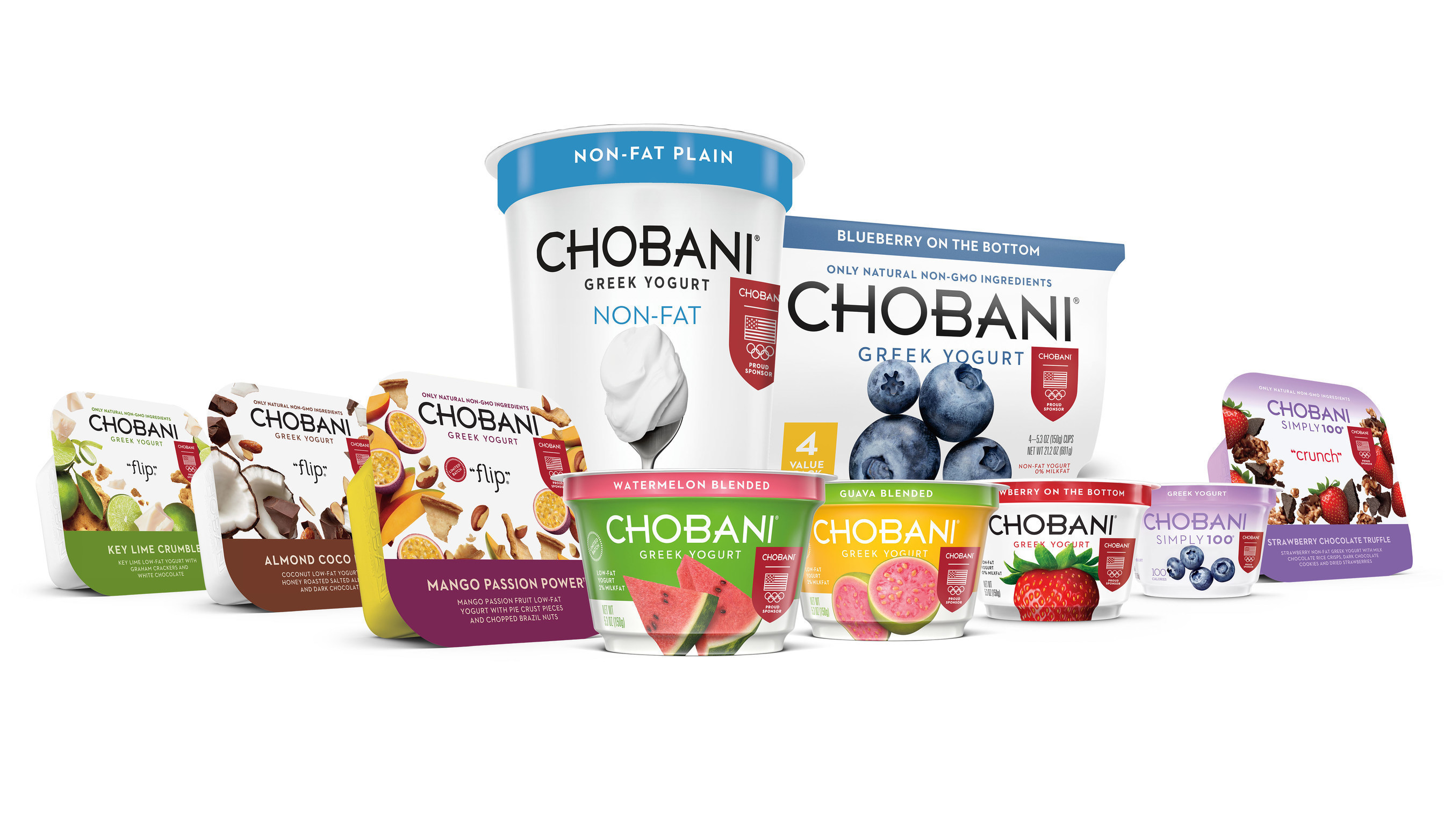 Chobani products across multiple product lines including Chobani "Flip"(tm) and Chobani Simply 100(r) products will adorn the official Team USA shield and Olympic rings on pack to denote the partnership.
