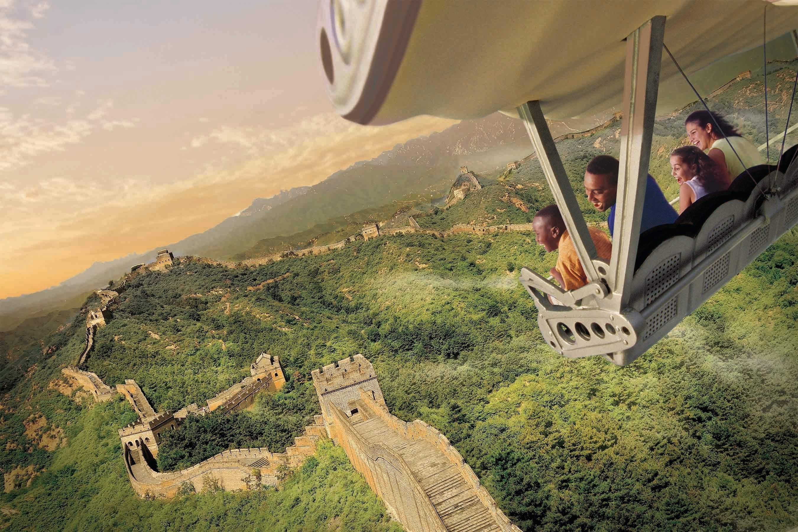 Guests will celebrate the U.S. debut of the new Soarin' Around the World attraction at The Land pavilion this summer. Now with a third Epcot theater, plus new digital screens and projection systems, the expanded attraction takes guests on an exhilarating "flight" above spectacular global landscapes and man-made wonders. (Photo illustration, Disney)