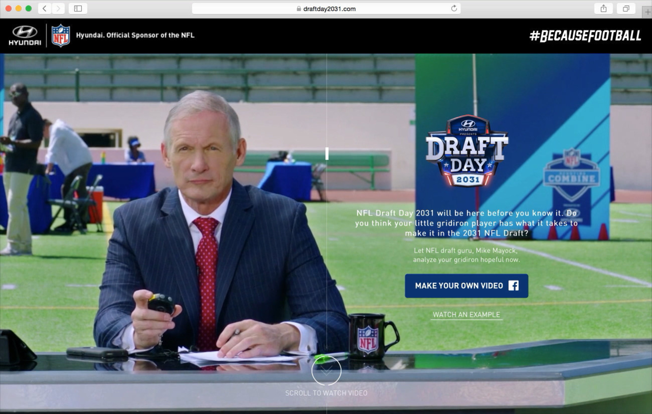 Hyundai is helping make the 2016 NFL Draft experience better for fans by allowing families to create and share their own draft videos of their kids at DraftDay2031.com.