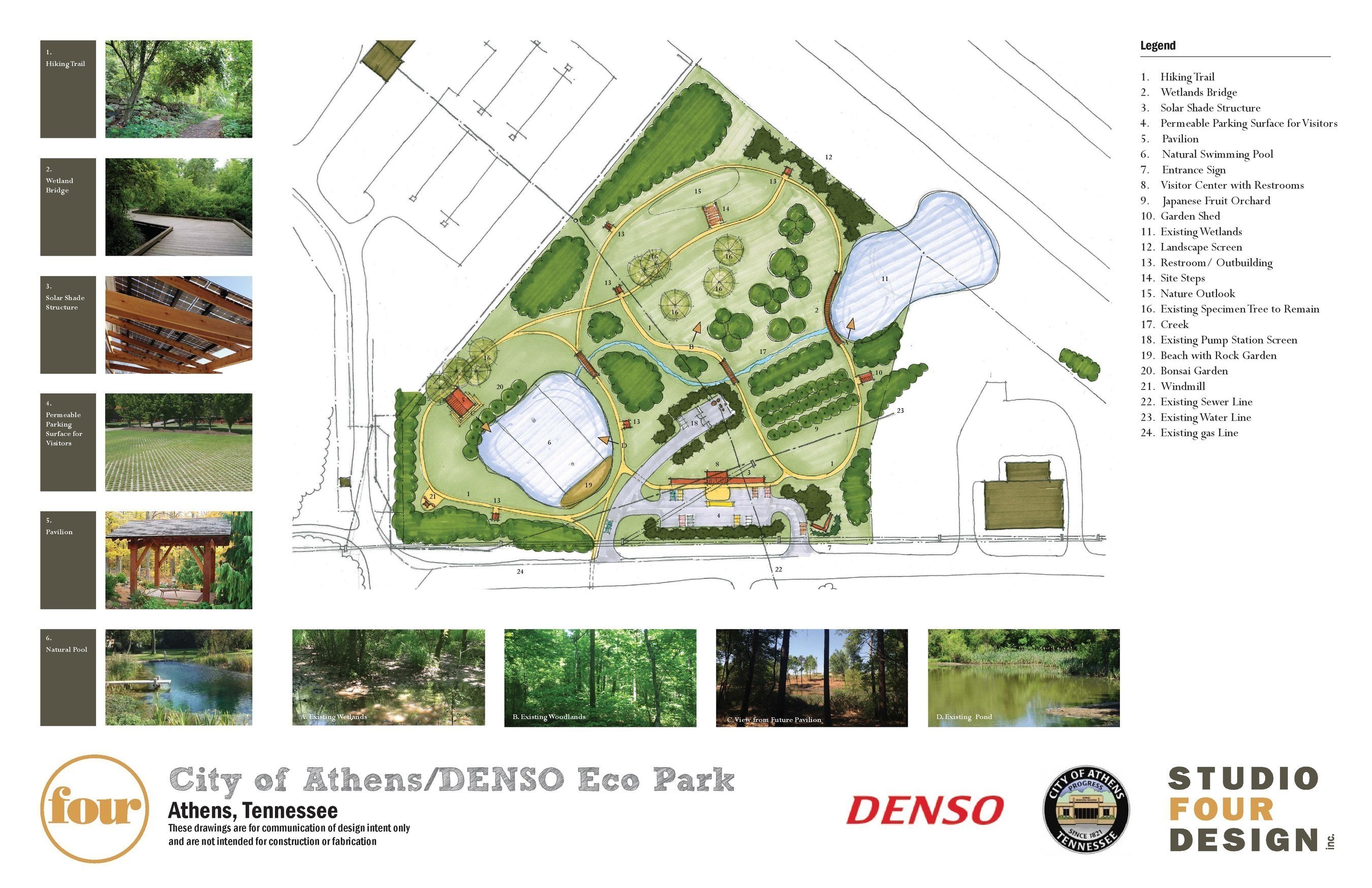 Studio Four Design brings the sustainable, Japanese-inspired eco-park vision of DENSO Manufacturing Athens Tennessee to life.