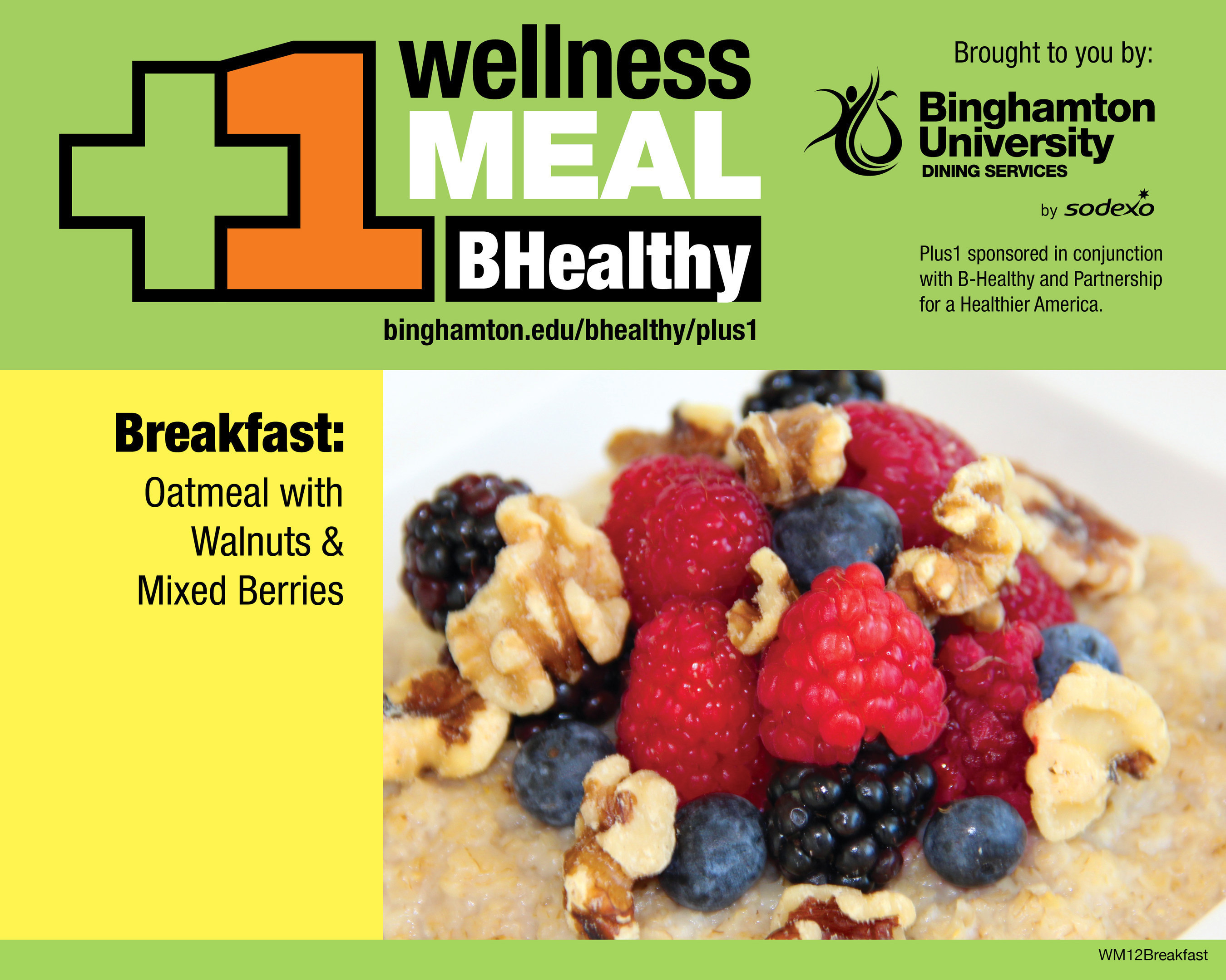 B-Healthy Wellness Meal at Binghamton University - Oatmeal with Walnuts and Mixed Berries