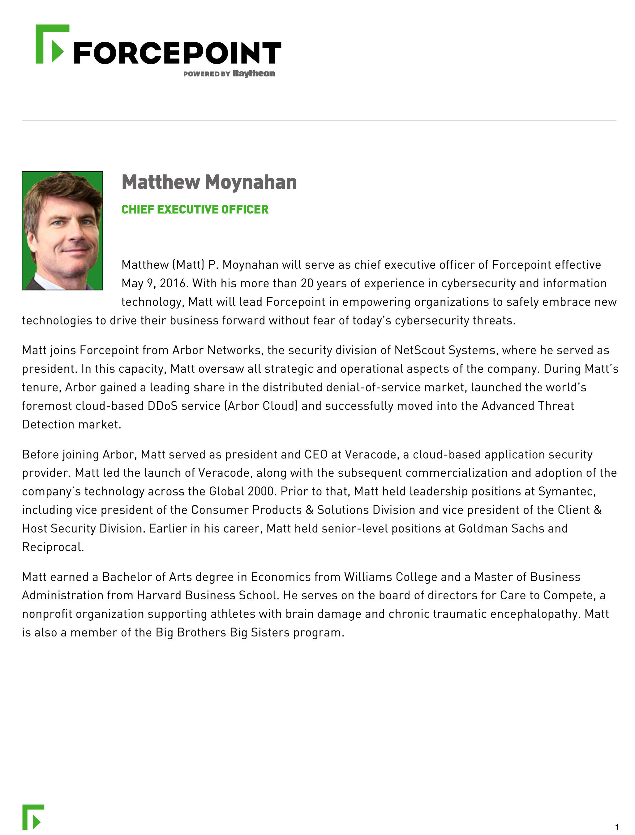 Forcepoint CEO Matthew P. Moynahan Bio