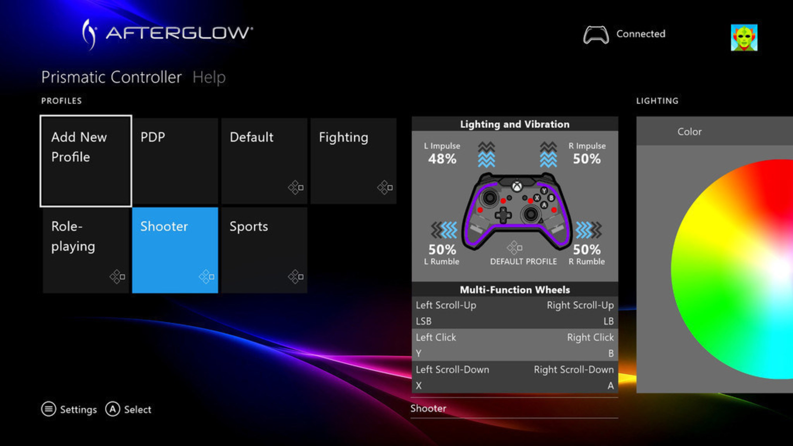 Launching May 3, PDP's Free Afterglow Prismatic Controller Configuration App for Xbox One Gives Gamers the Power to Create Unique Controller Profiles for Any Game.
