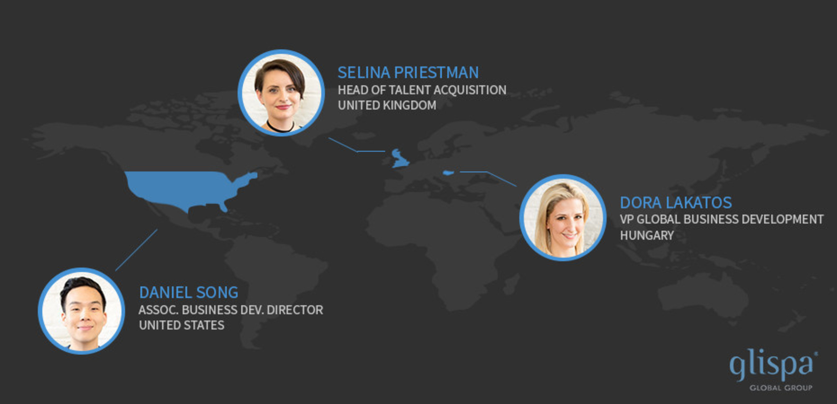 We are excited to welcome Dora Lakatos, Selina Priestman and Daniel Song to the glispa Team.