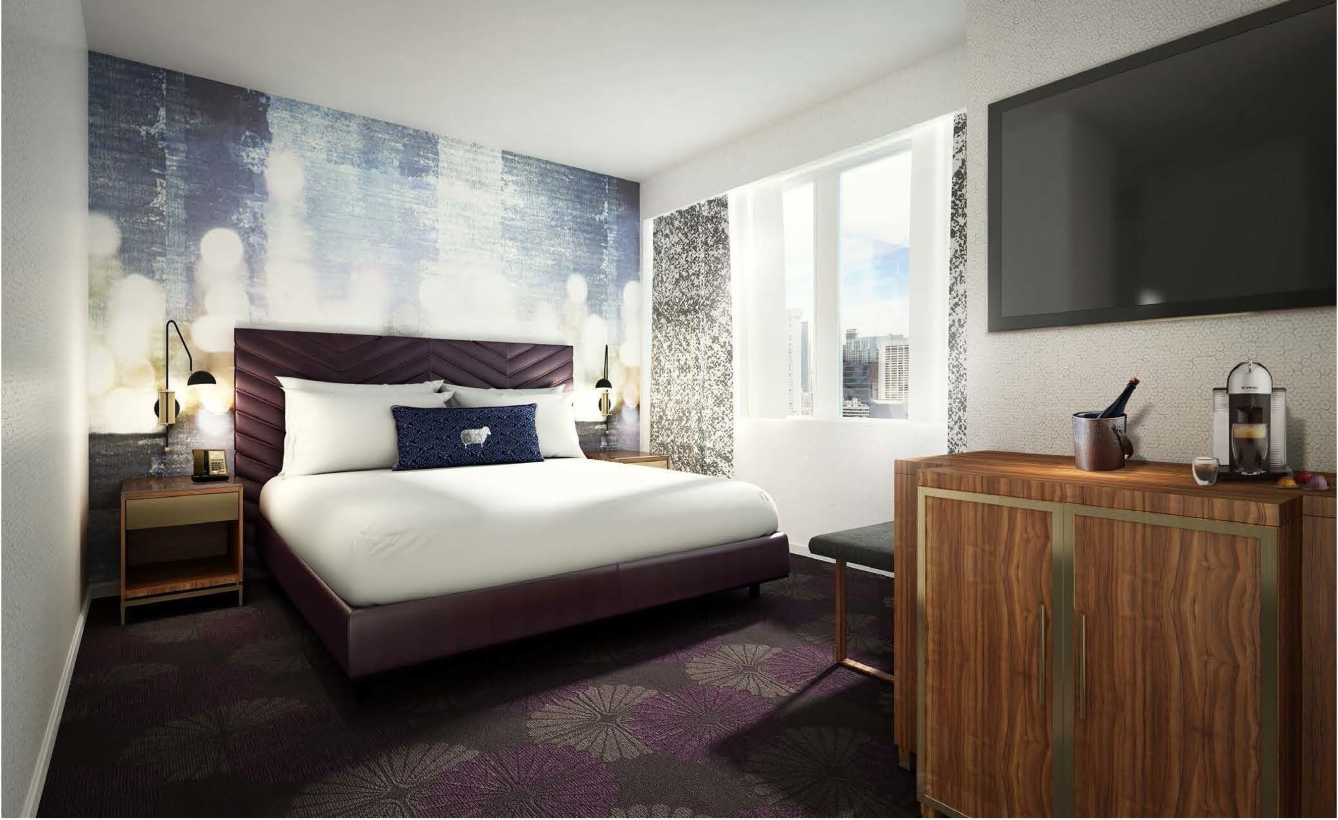 Rendering of guest room at future Cambria hotels & suites Chicago - Magnificent Mile