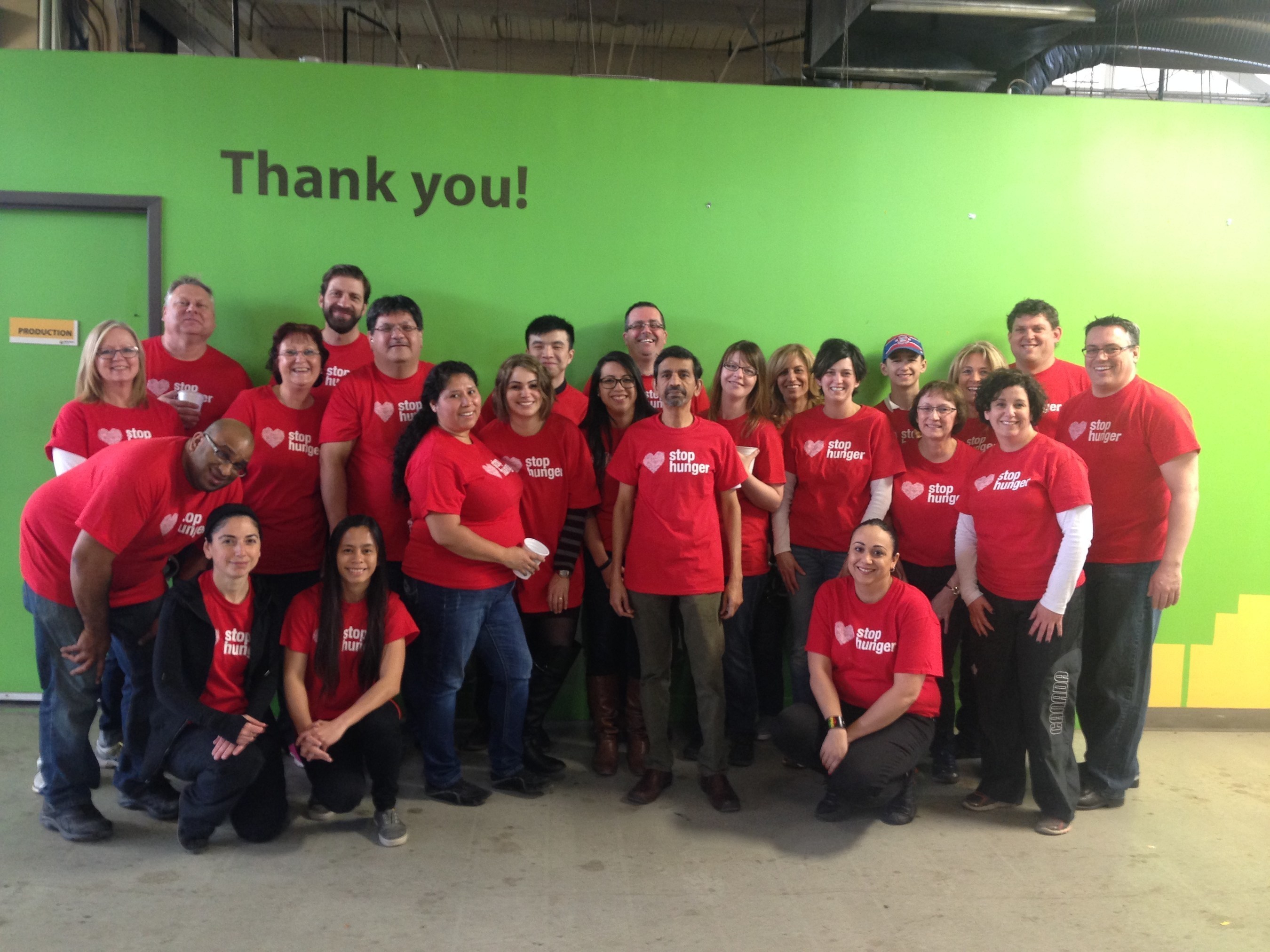 Sodexo team in Toronto celebrates Stop Hunger Servathon, an annual volunteer effort throughout April that encourages Sodexo's 420,000 employees worldwide to fight hunger in local communities. 2016 marks the 20th anniversary of Sodexo's commitment to Stop Hunger.