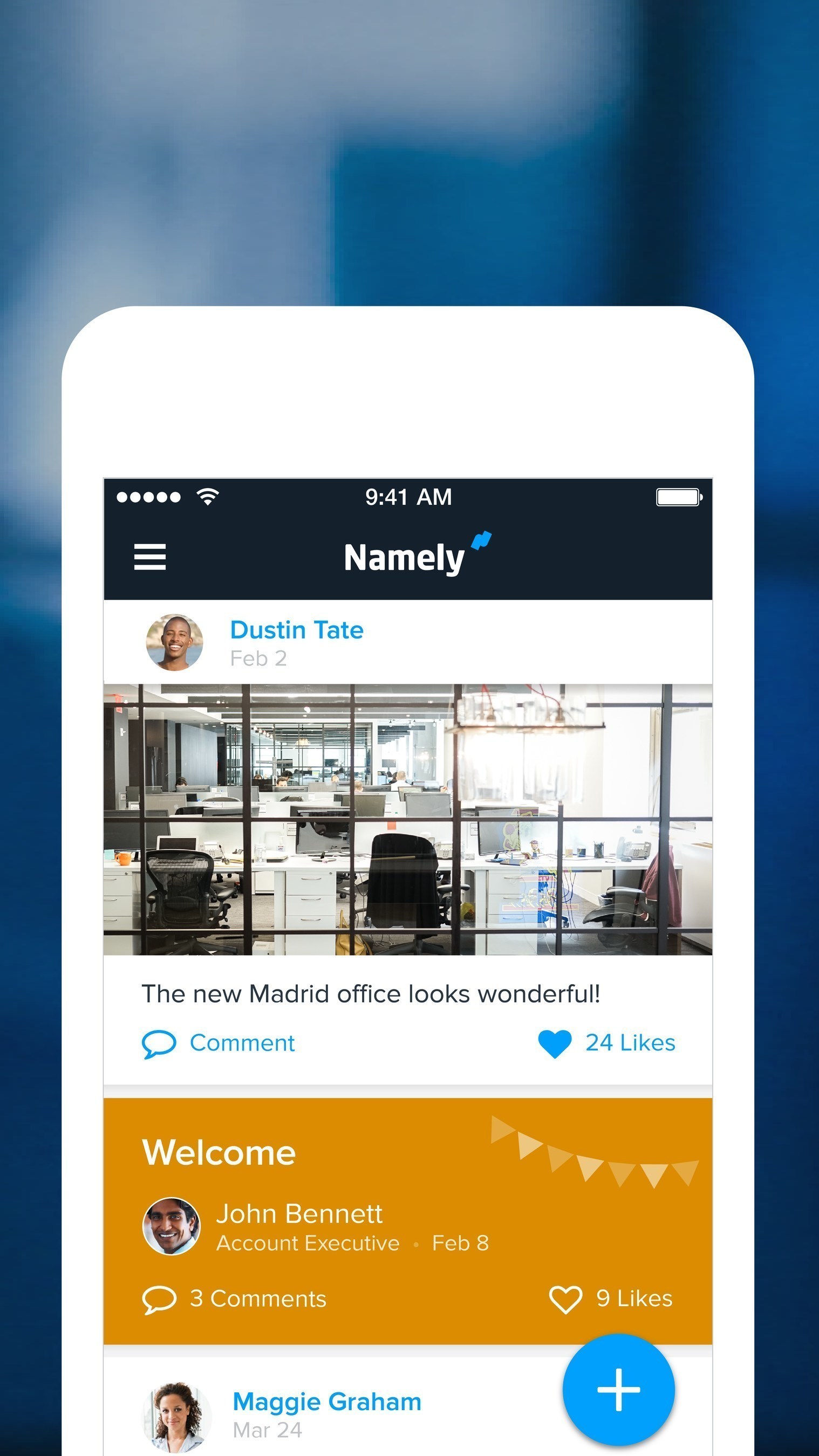 Employees can use the new mobile app for iOS to engage with their company's social news feed on Namely.