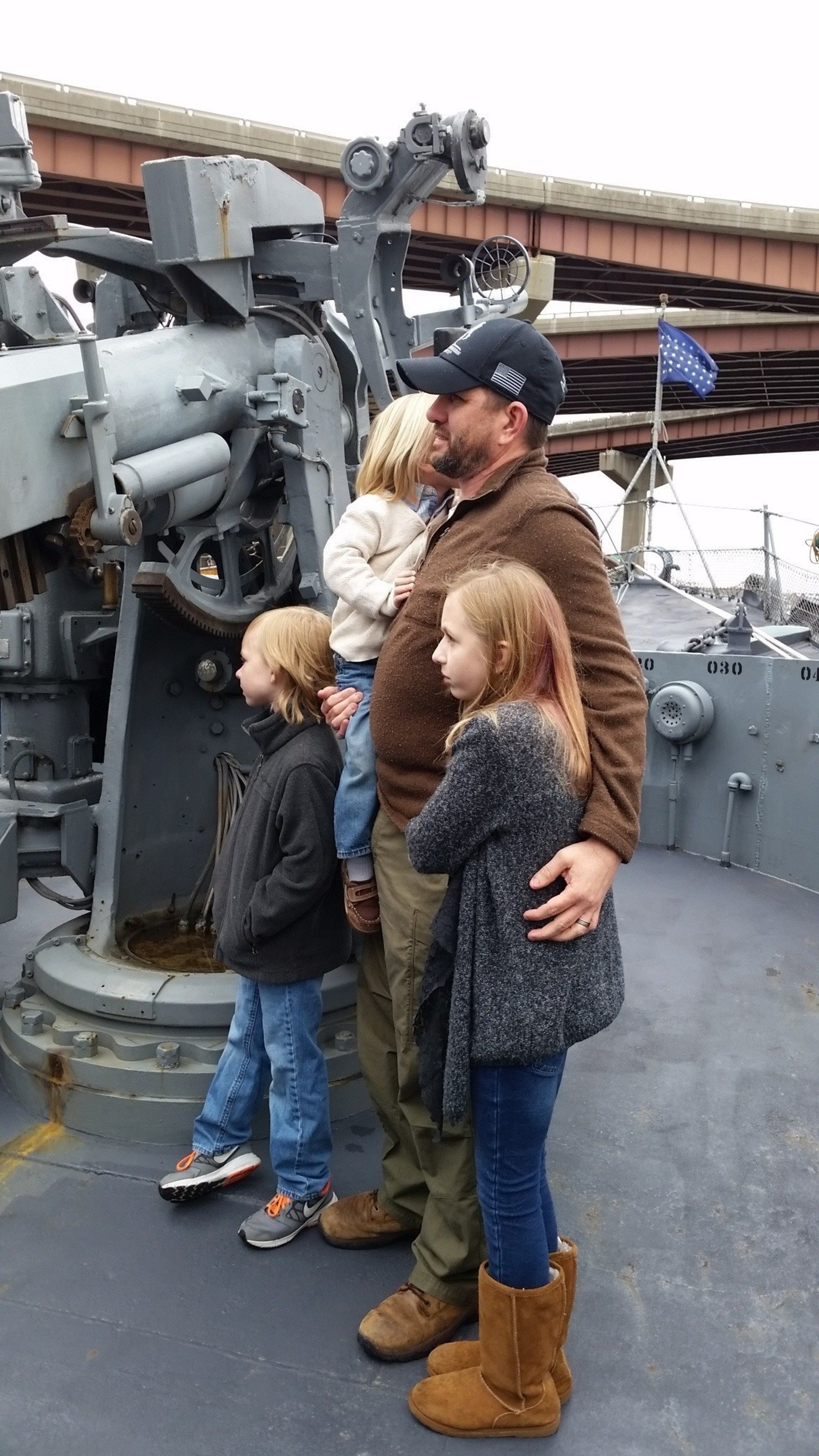 James Hogan, U.S. Navy injured veteran and Wounded Warrior Project(R) Alumnus, and his family visit the USS Slater.