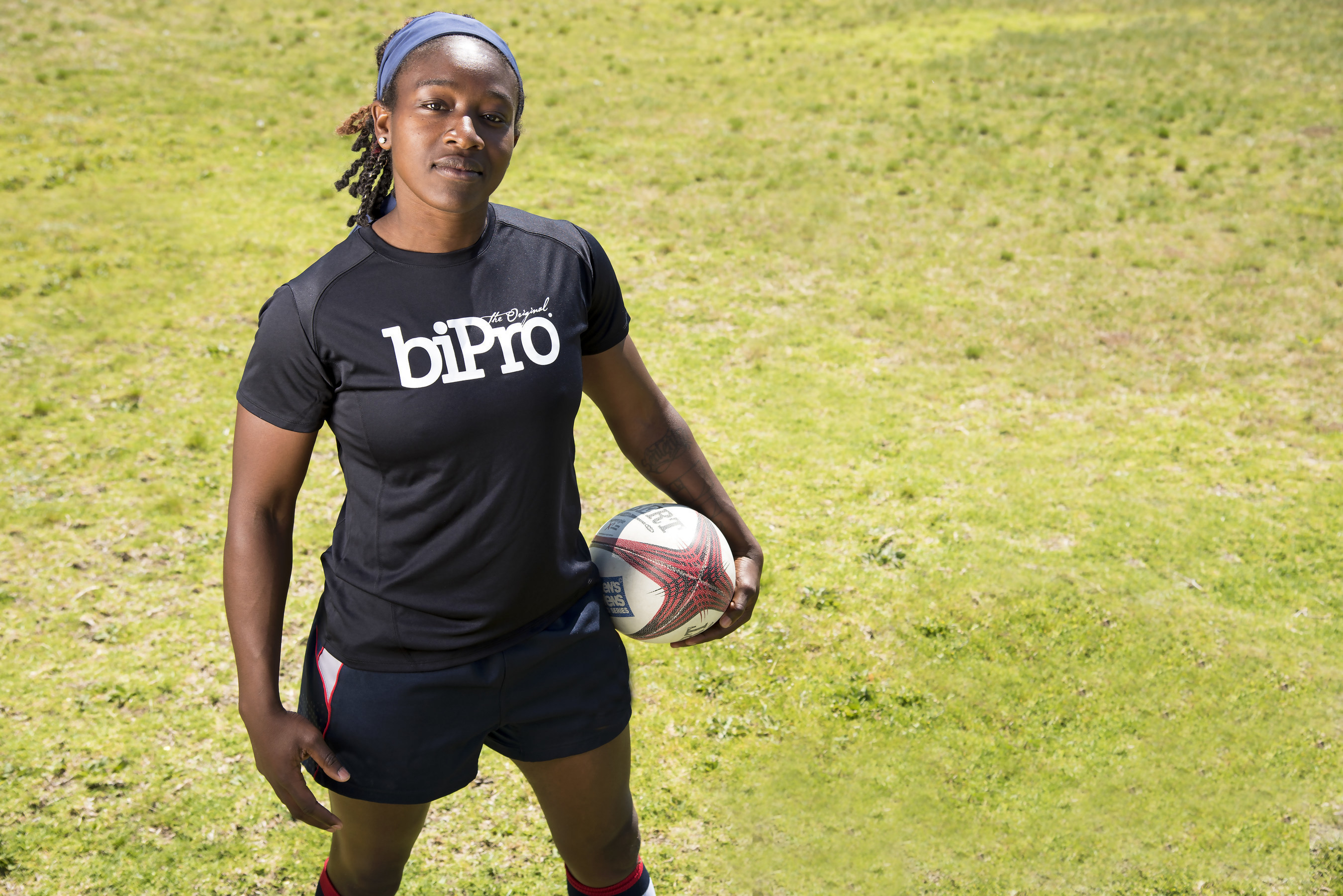 Professional rugby player Victoria Folayan.
