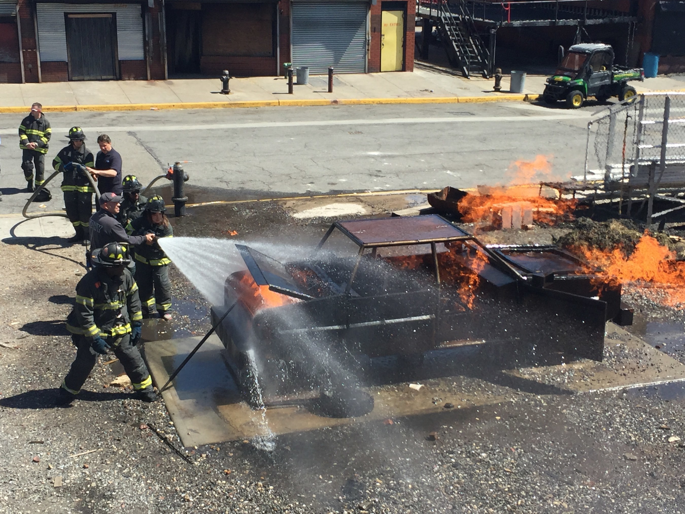 Teaching scenarios for wounded veterans included a simulated vehicle fire.