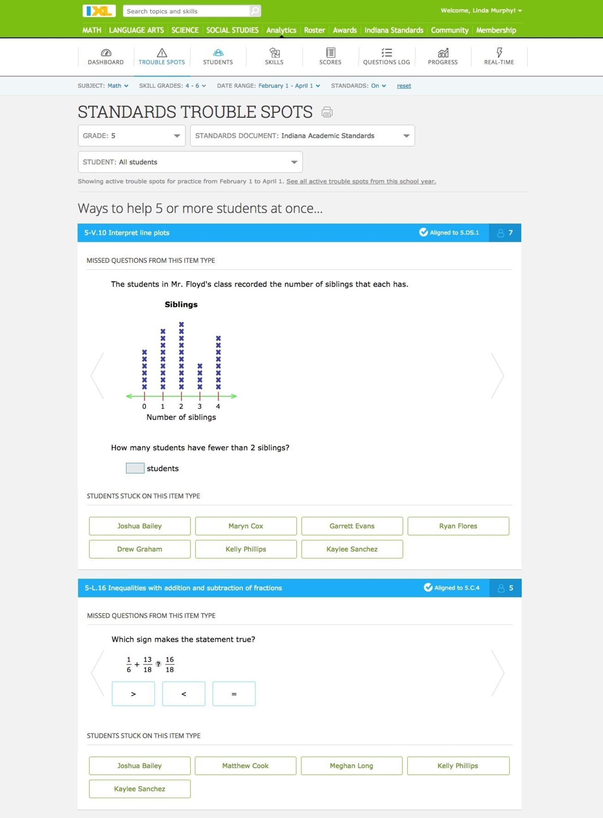 With IXL Analytics, teachers can easily determine trouble spots for students, aiding in small-group instruction.