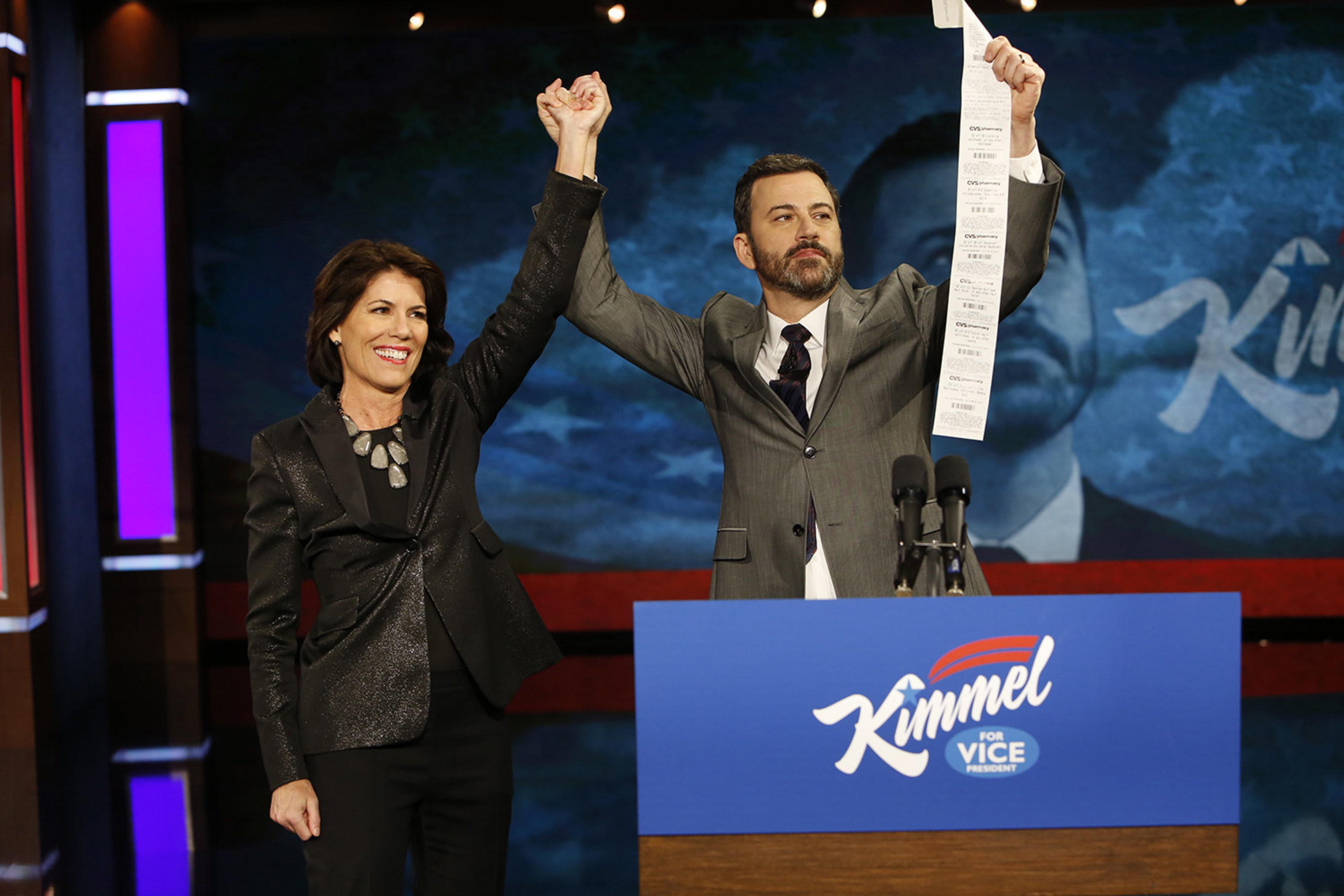CVS Pharmacy President Helena Foulkes unveiled digital receipts in a surprise appearance on ABC's Jimmy Kimmel Live on Friday evening.