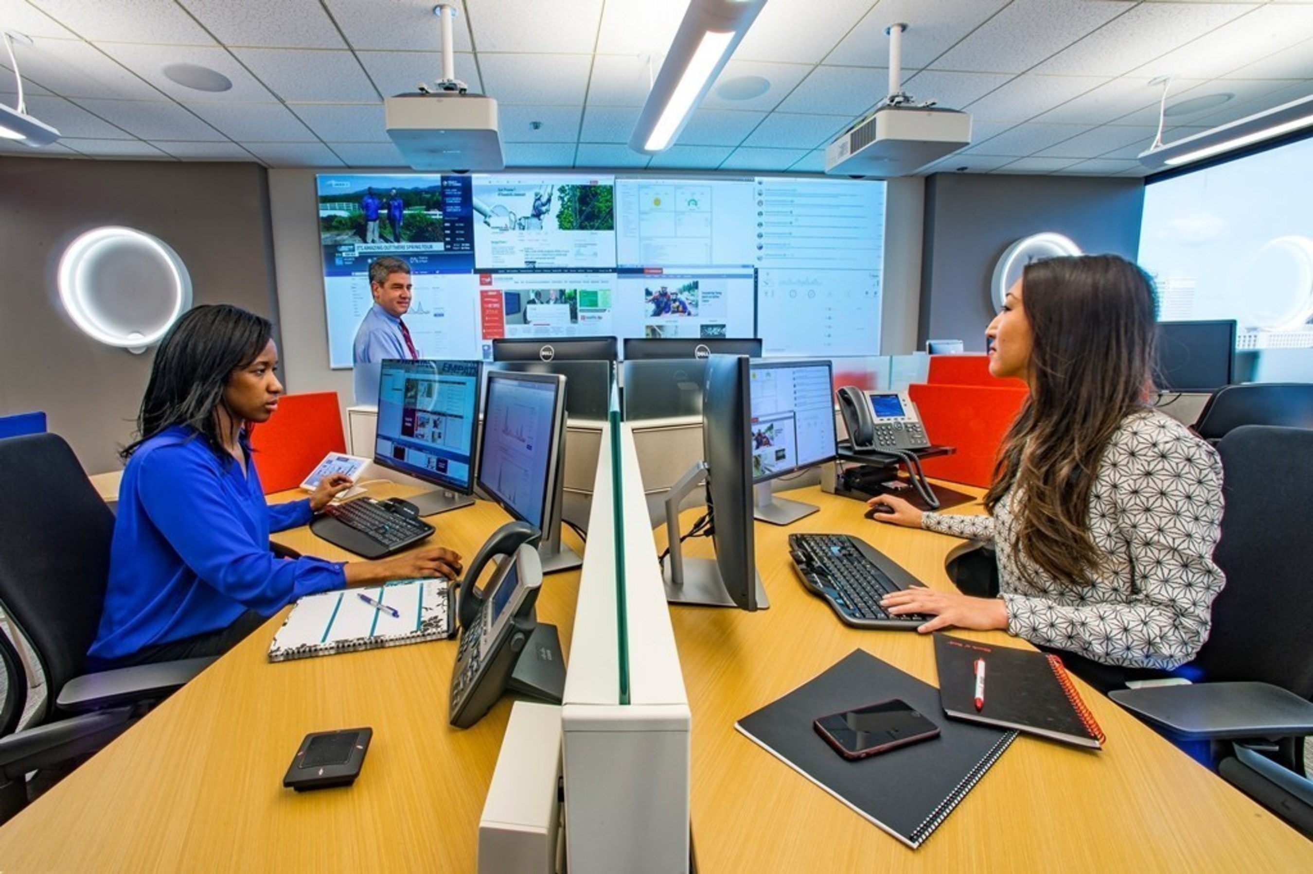 Inside Georgia Power's new Social Media Center in Atlanta. The center includes tools and technology to allow the company to respond to most customer inquiries on social media within 10 minutes and online chat requests in under a minute.