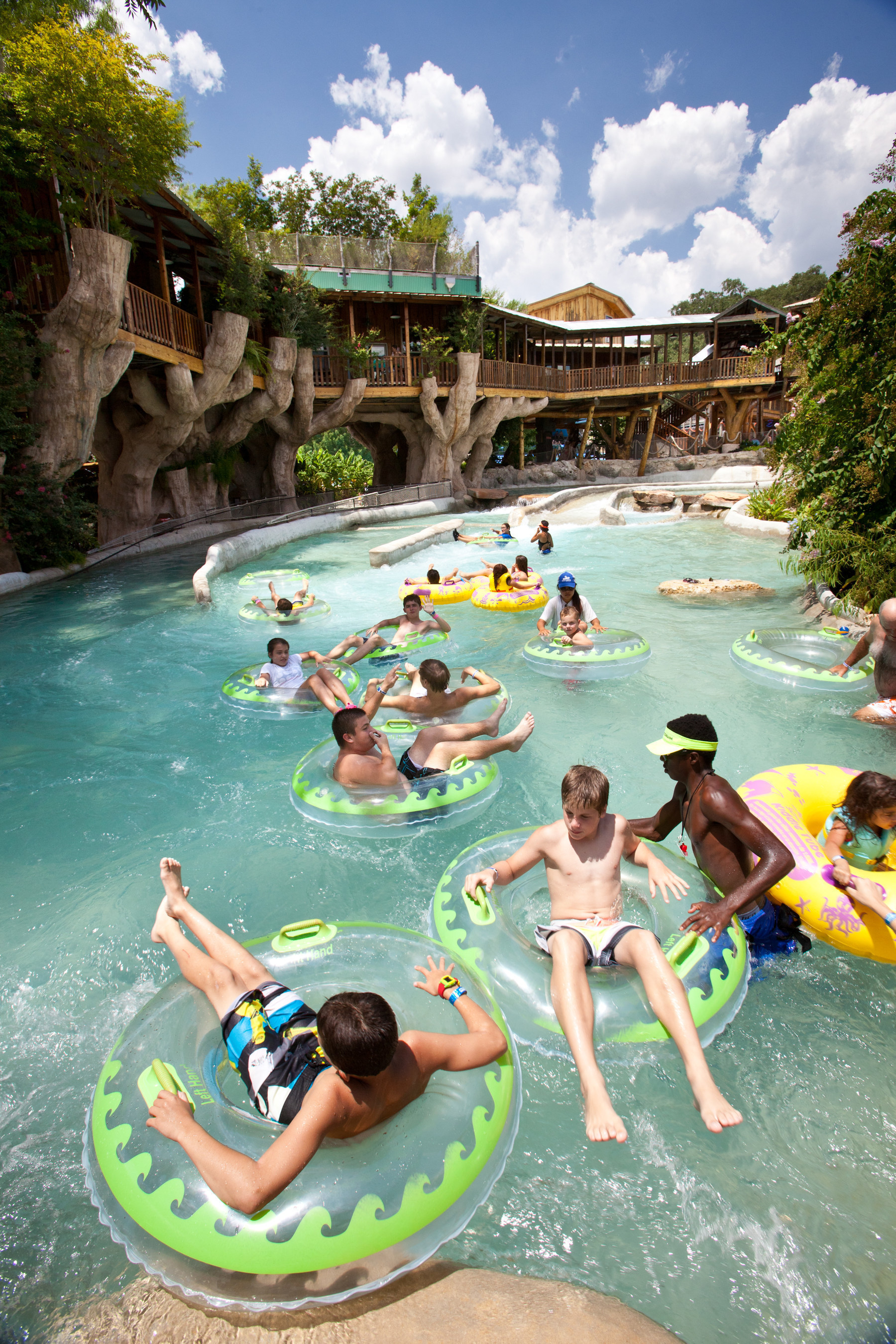 Schlitterbahn is more than seventy acres of shared family fun, thrilling adventure, and relaxation! Nestled along the banks of the Comal River it features world-famous attractions, epic river adventures, kid's water playgrounds, and beautiful spots to relax and share a picnic. You can even stay the night at The Resort at Schlitterbahn at a River Bend Cabin, Treehaus Suite, Schlitterstein Studio Loft, vacation home or hotel room just steps away from all the fun. And, it's right there in downtown New Braunfels.