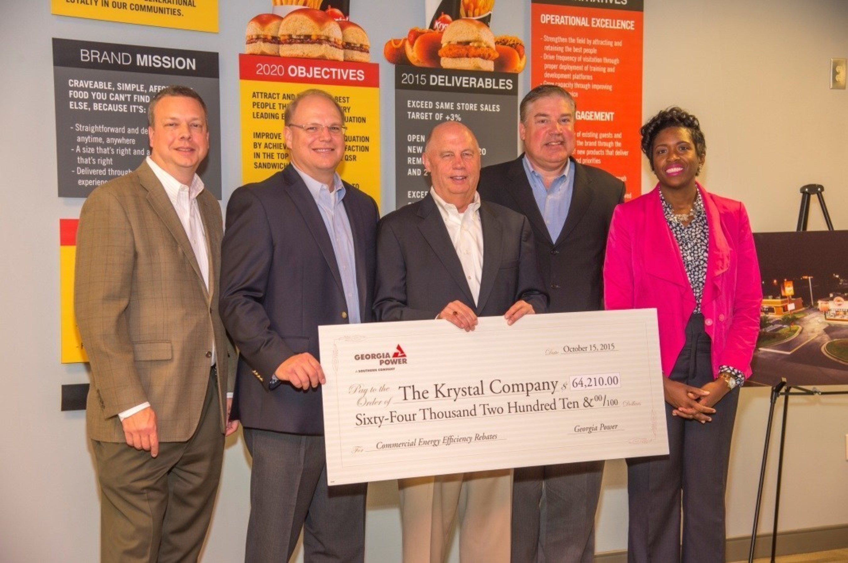 The Krystal(R) Company, known as the oldest quick service restaurant chain in the South, upgraded lighting fixtures at 55 restaurants to energy-efficient LEDs in an effort to improve customer experience and be more sustainable.  Georgia Power presented Krystal with a $64,000+ rebate check in October 2015.