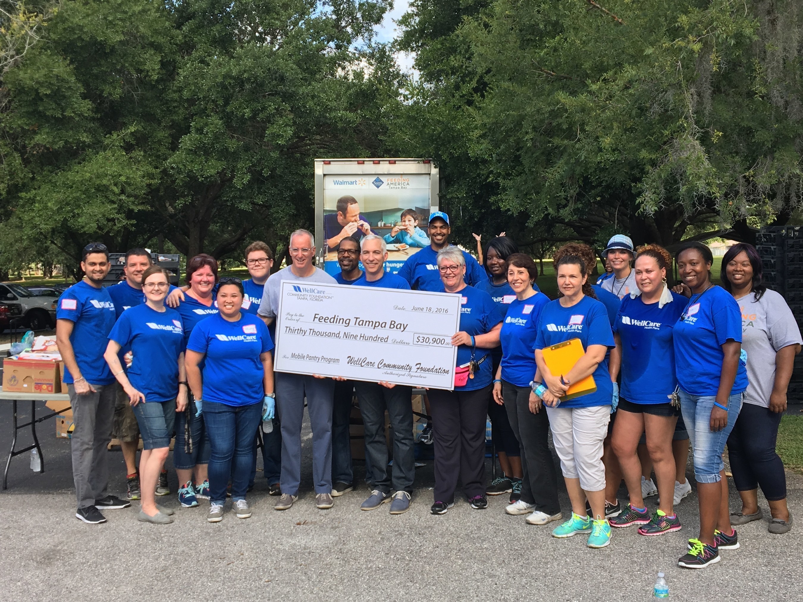 The WellCare Community Foundation donated more than $30,000 to Feeding Tampa Bay to support a 12-month mobile food pantry partnership, which will help feed children and families around Tampa Bay.