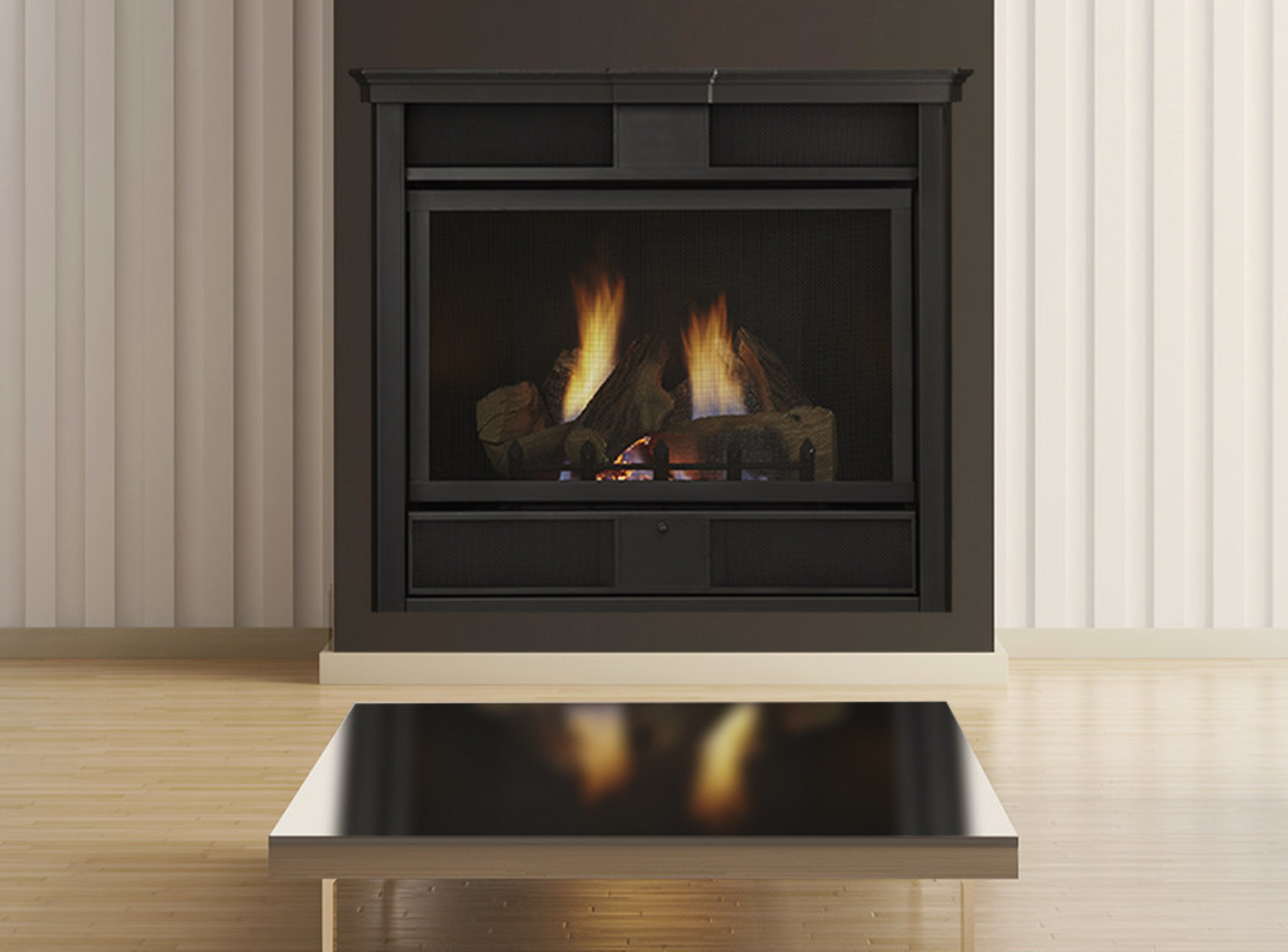 Compact and versatile, the Symphony vent free gas fireplace offers a slim, clean design with expansive views. Available in 24 and 32-inch sizes, it's easily customizable to blend with any decor.