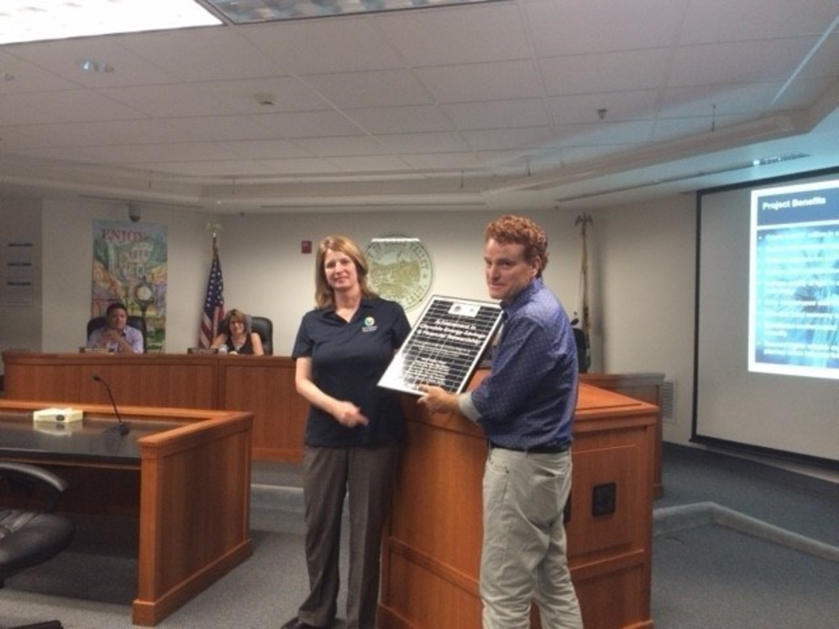 City of Grass Valley receives recognition for achievements in sustainability from OpTerra Energy Services at the June 28th City Council Meeting.