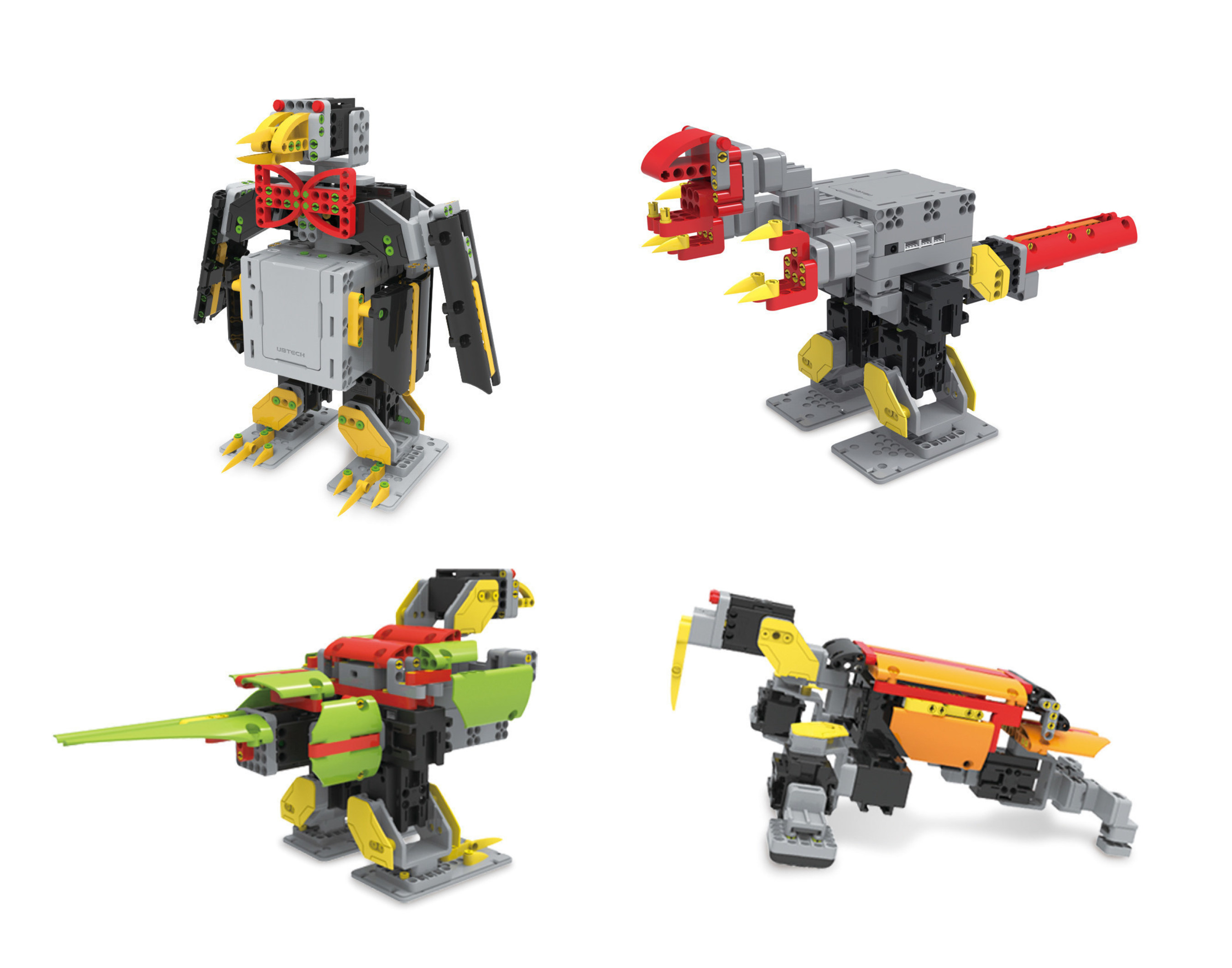 JIMU Robot Animal Add-on Kit: Penguin, Tyrannosaurus Rex, Parrot and Walrus.