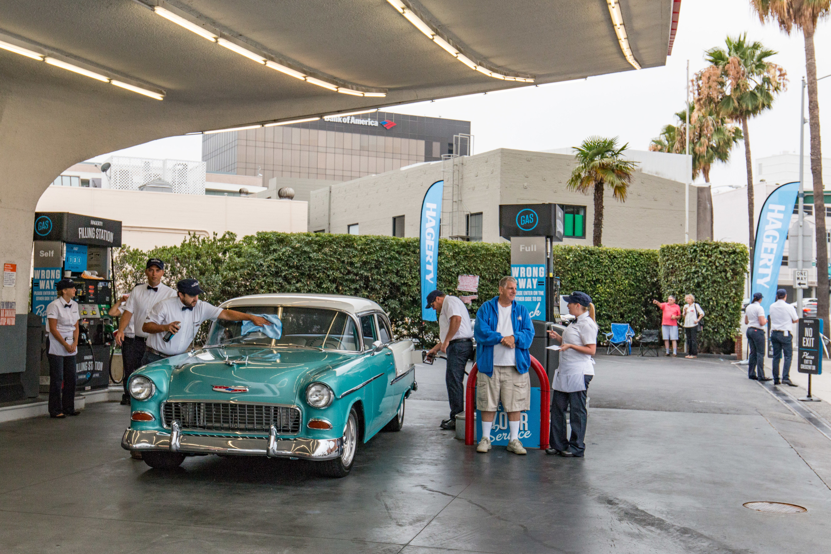 Owner Mike Novins and 1955 Chevrolet Bel Air from Northridge, CA purchased gas for 29 cents per gallon.