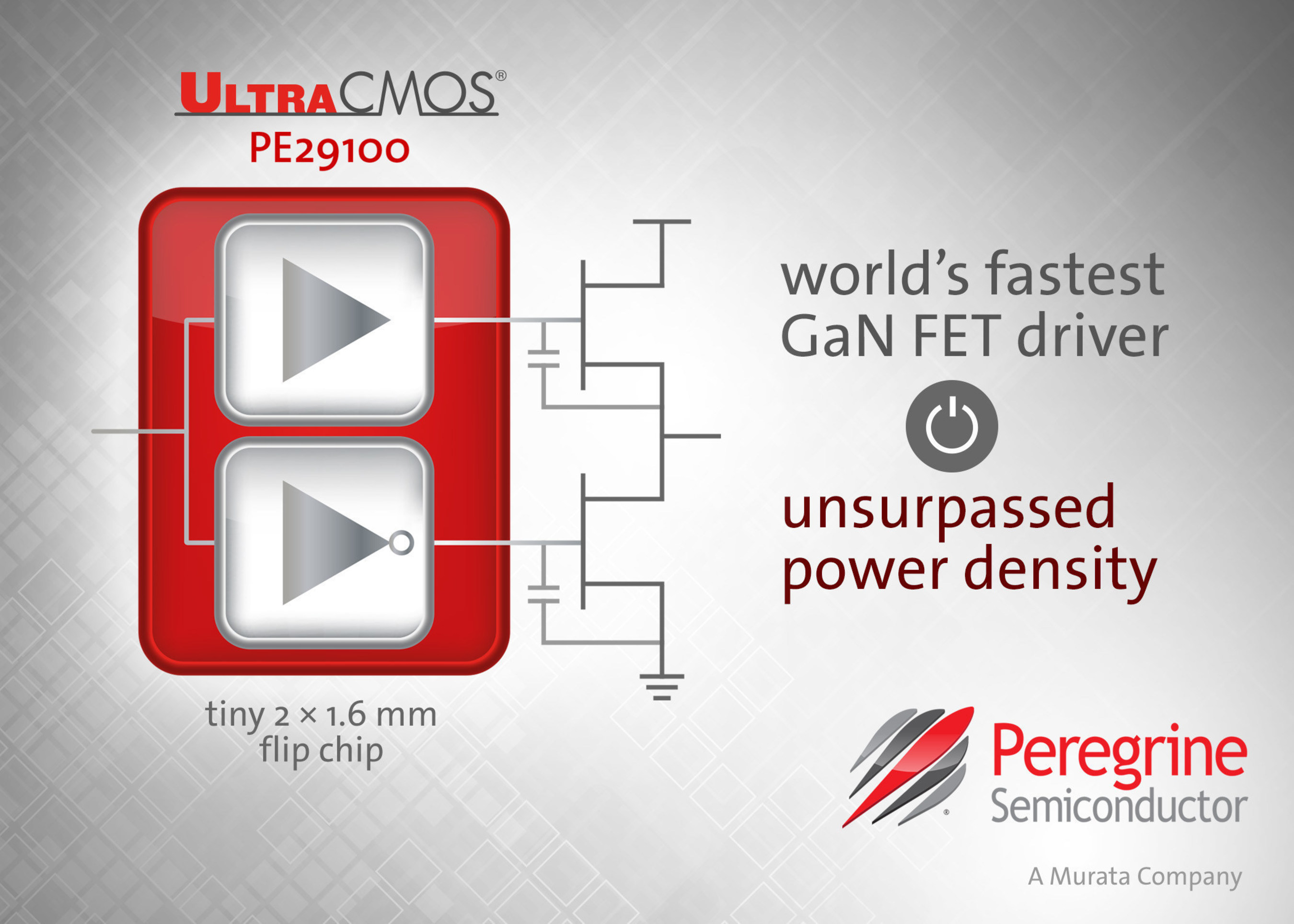 Built on Peregrine's UltraCMOS(R) technology, the PE29100 GaN FET driver empowers design engineers to extract the full performance and speed advantages from GaN transistors.