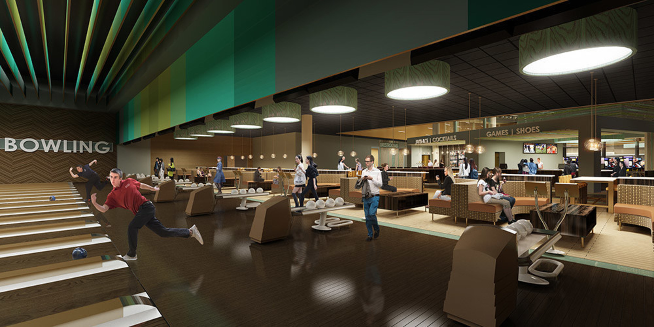 Interior rendering of the bowling area for Amarillo