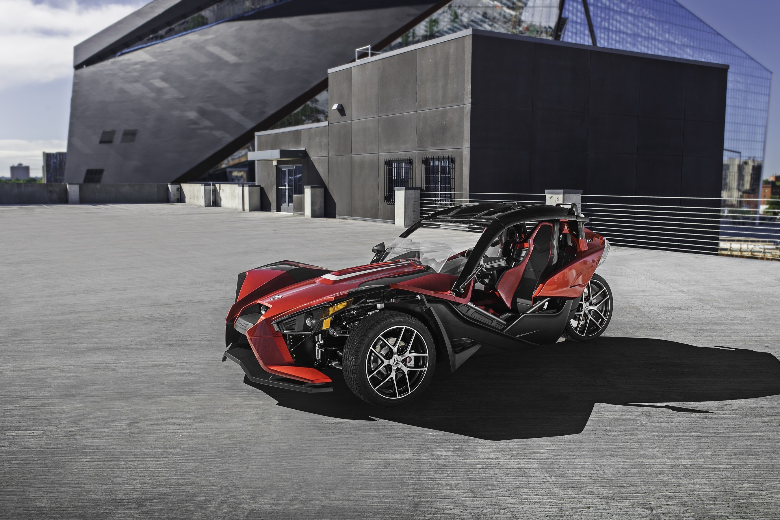 With 31 new accessories for 2017, Polaris Slingshot is working to meet owner's needs. Heading up the new accessory lineup is the Slingshade, a removable sunshade that is fully integrated with the Slingshot's design and provides shade on the road.