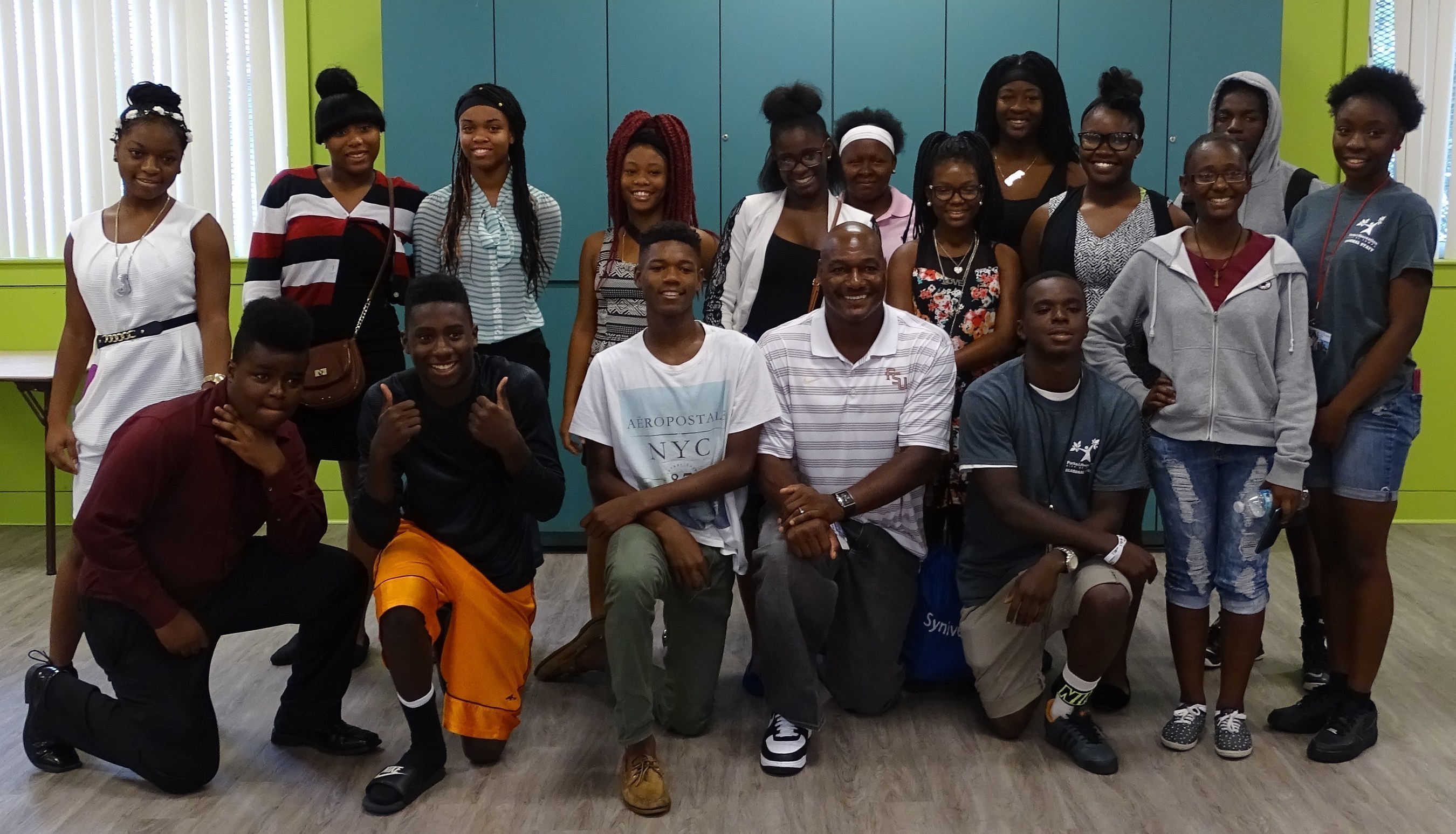 On July 18, Derrick Brooks, former NFL football player and president of Derrick Brooks Charities, Inc., met with teens participating in the Youth Professional Development and Training Program in collaboration with WellCare and the City of Tampa's Parks & Recreation Department.