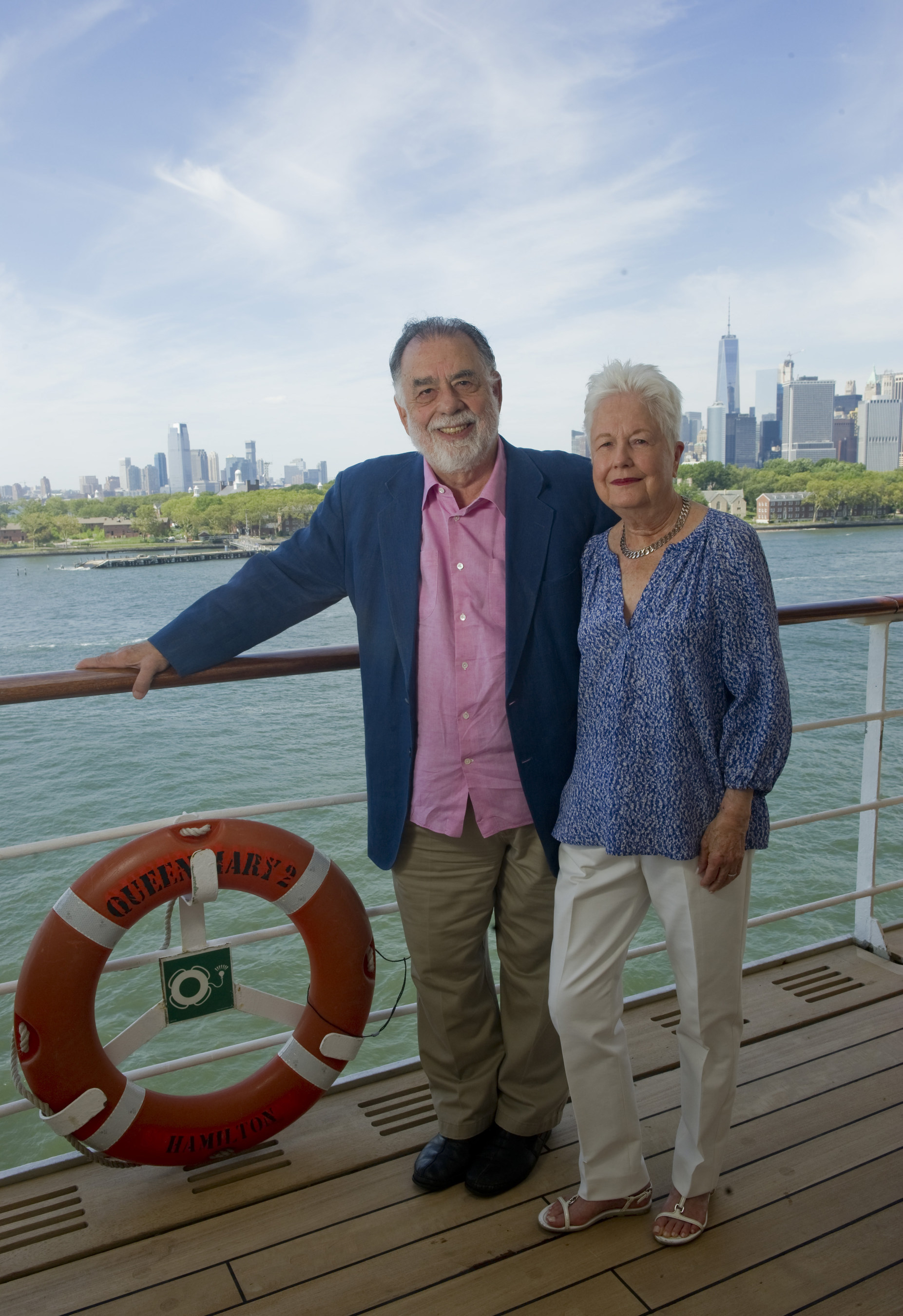 Francis Ford Coppola, left, and Elanor Coppola on Queen Mary 2 in Brooklyn, N.Y. on Sunday, Jul. 24, 2016. (Credit: Diane Bondareff)