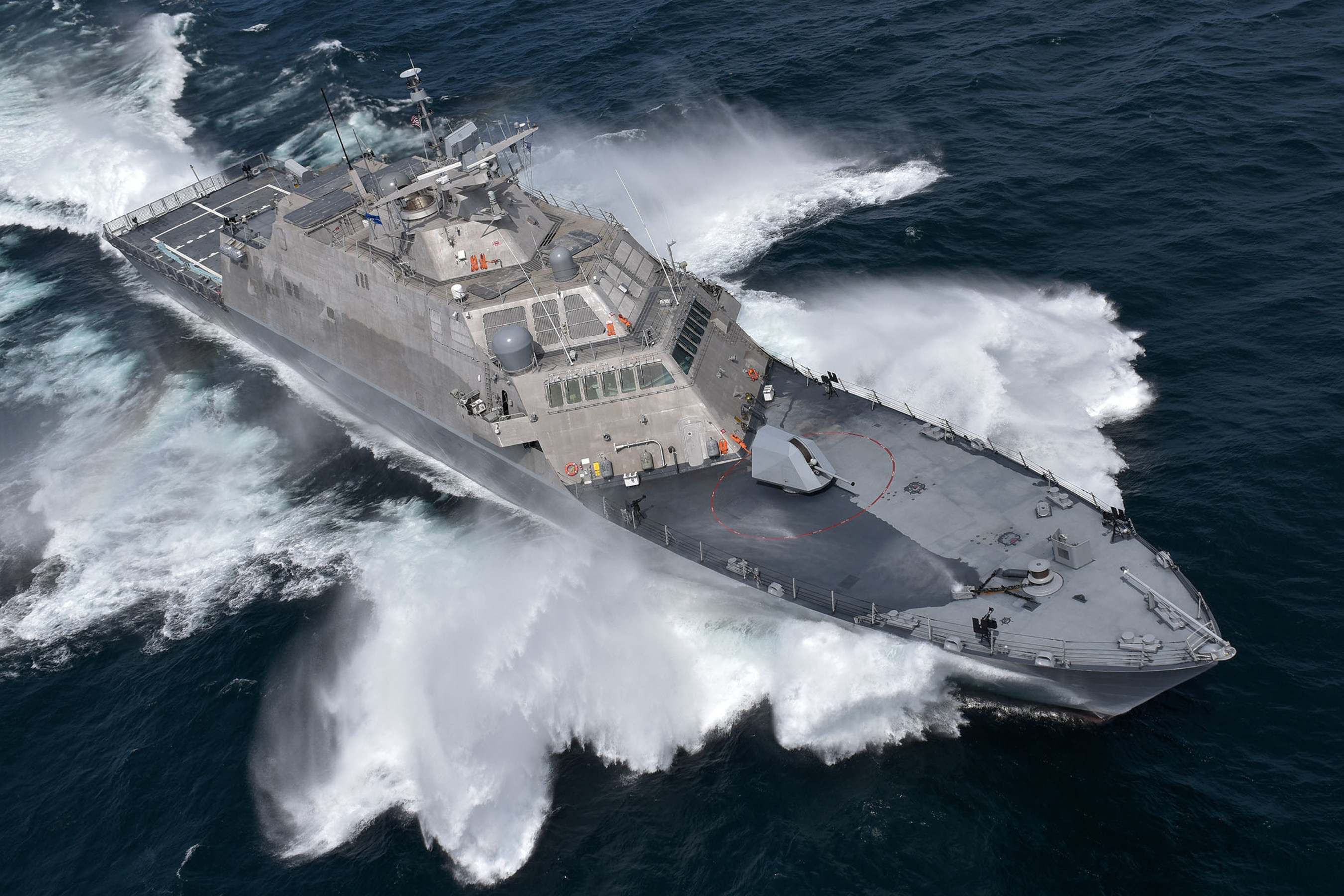 The future USS Detroit, the fourth Freedom-variant Littoral Combat Ship delivered to the U.S. Navy, underway during Acceptance Trials on July 13, 2016. The future USS Detroit will be commissioned in Detroit on Oct. 22, 2016.