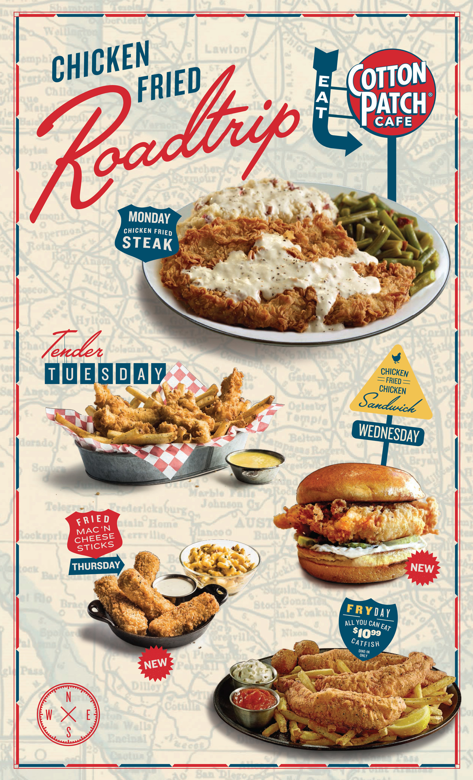 Cotton Patch Cafe launches Chicken Fried Road Trip August 15-October 30.