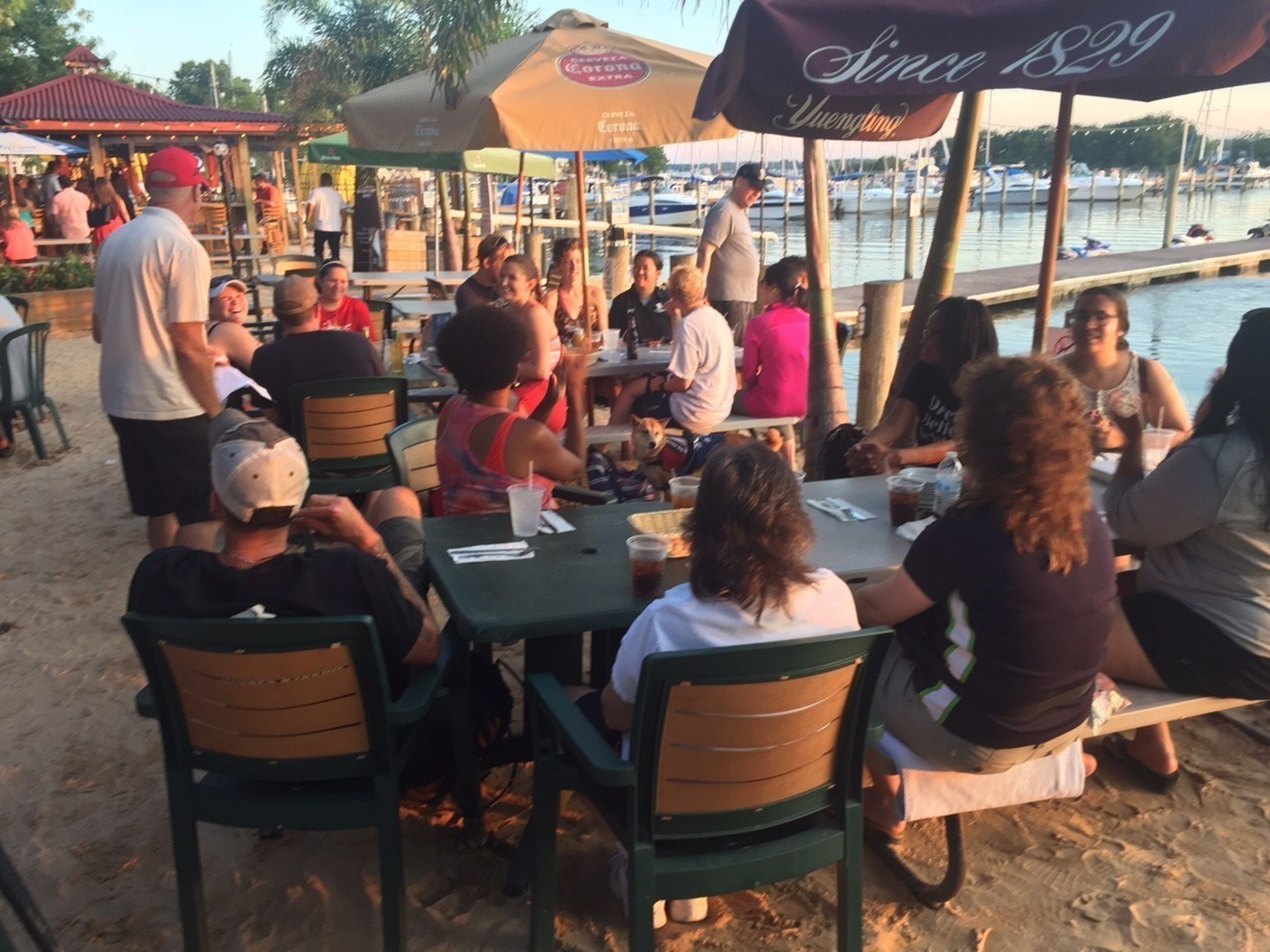 Wounded warriors recently enjoyed socializing during a monster stand-up paddleboarding competition at a program gathering with Wounded Warrior Project in Middle River, Maryland.